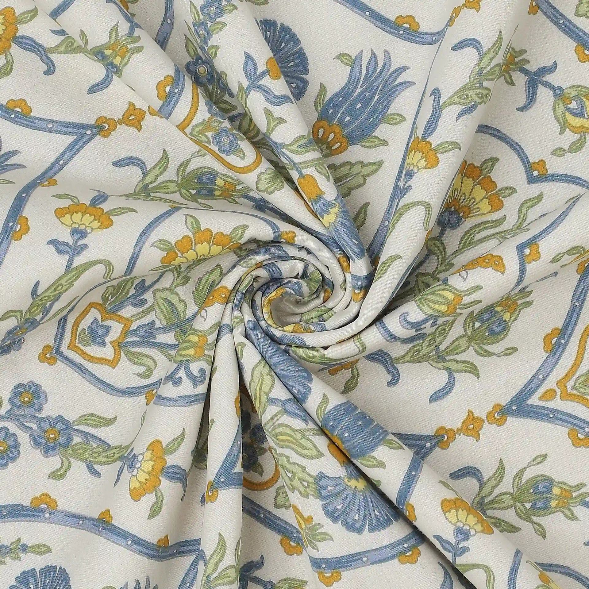 Ethnic 250 TC 100% Cotton Yellow Bloom Single Dohar | Fergana