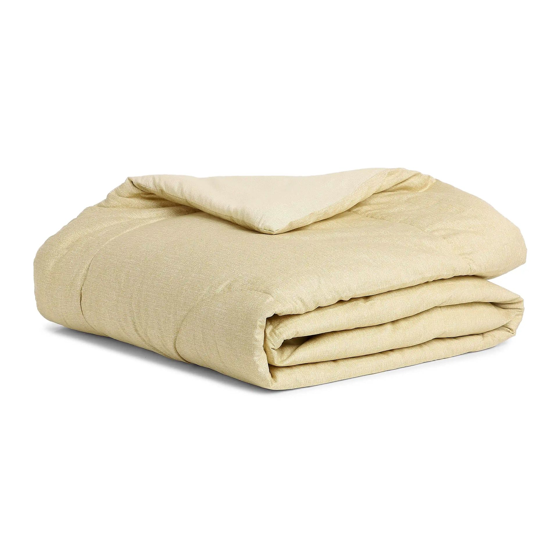 Textured 120 GSM 100% Cotton Beige Double Comforter | Yutori