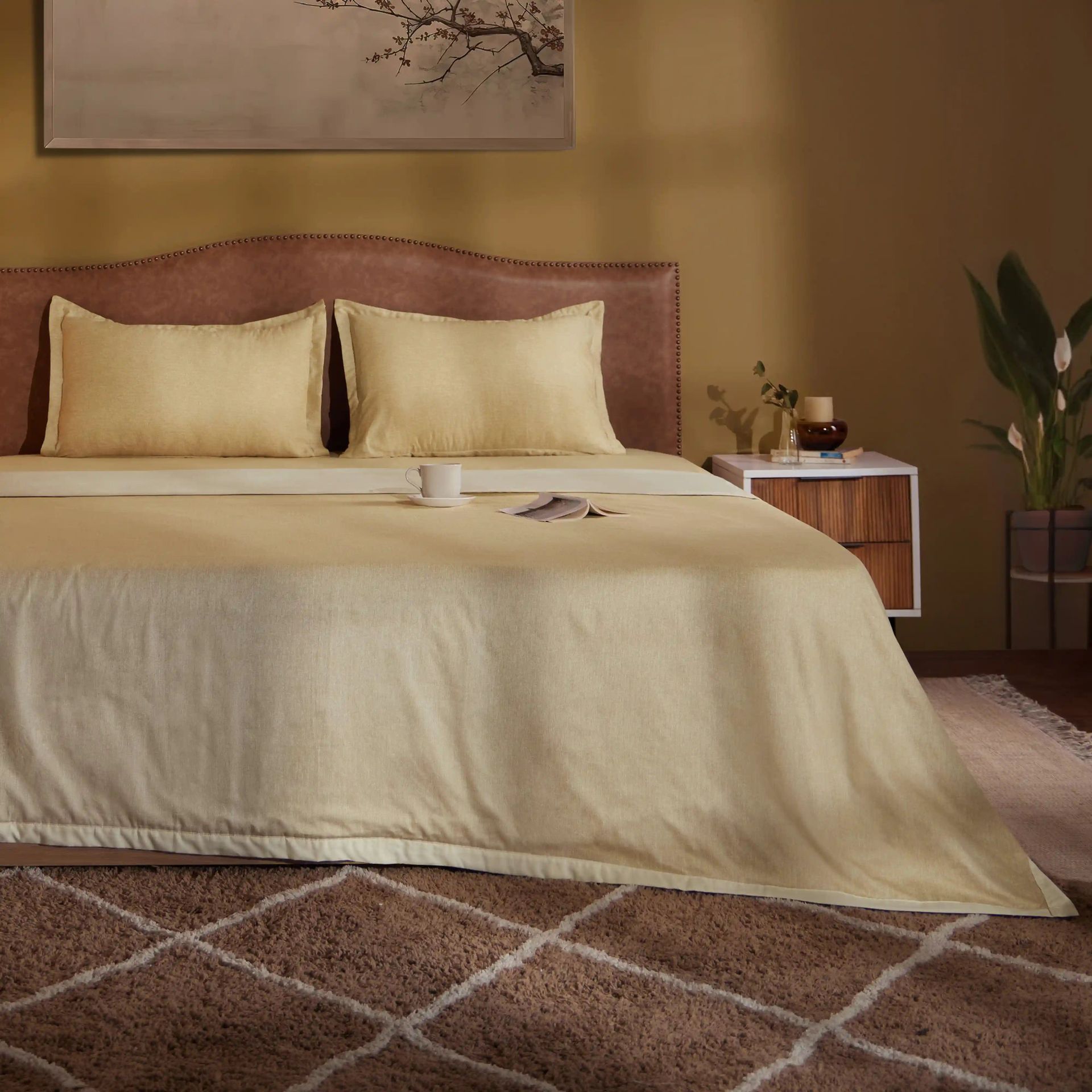 Textured 250 TC 100% Cotton Beige Double Dohar | Yutori