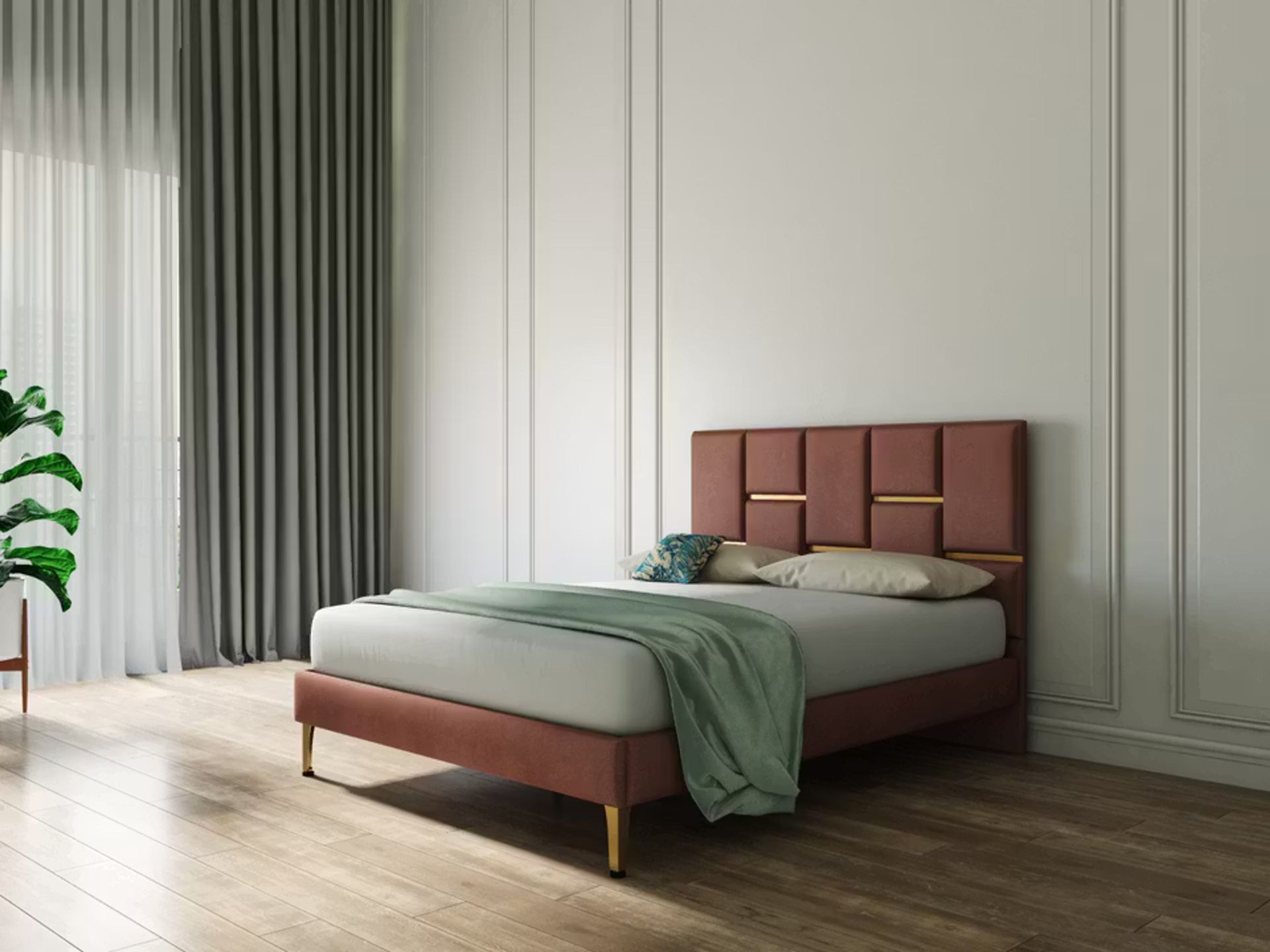 Regalia King Size Bed Without Storage SilkStone_Vegan Leather Upholstery