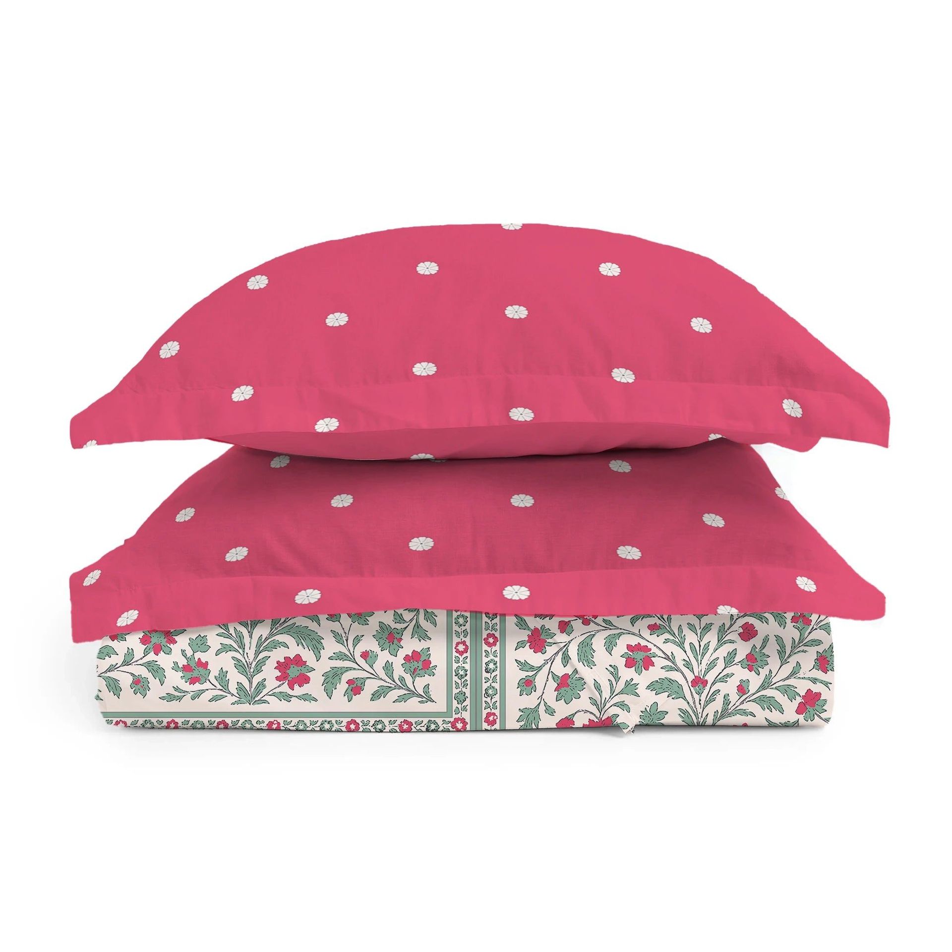 Indian Heritage 144 TC 100% Cotton Indian Pink Double Bedsheet Set | Aangan Weaves