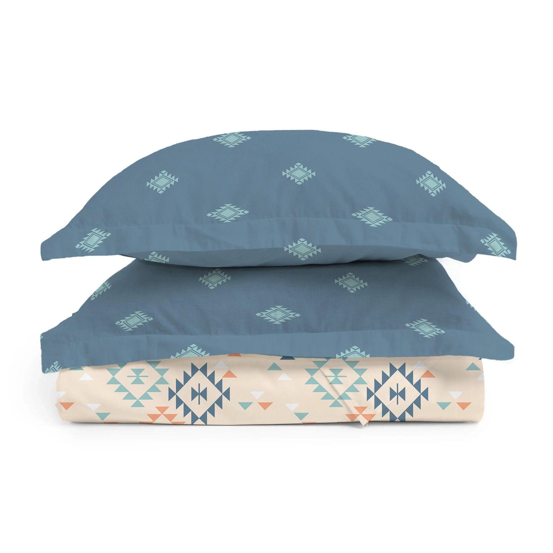 Ethnic 144 TC 100% Cotton Rich Teal Double Bedsheet Set | Aangan Weaves