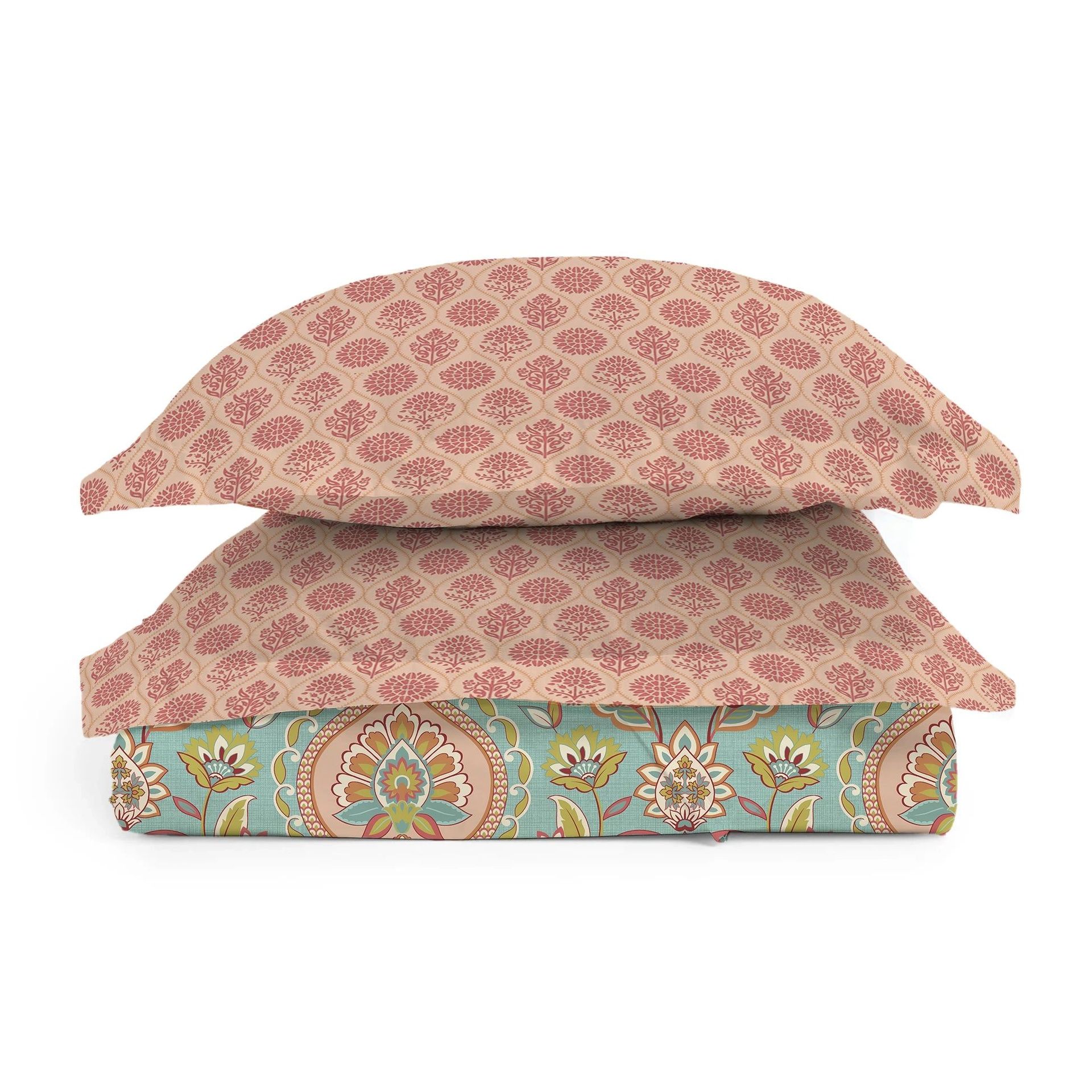 Indian Heritage 144 TC 100% Cotton Sea Glass Double Bedsheet Set | Aangan Weaves