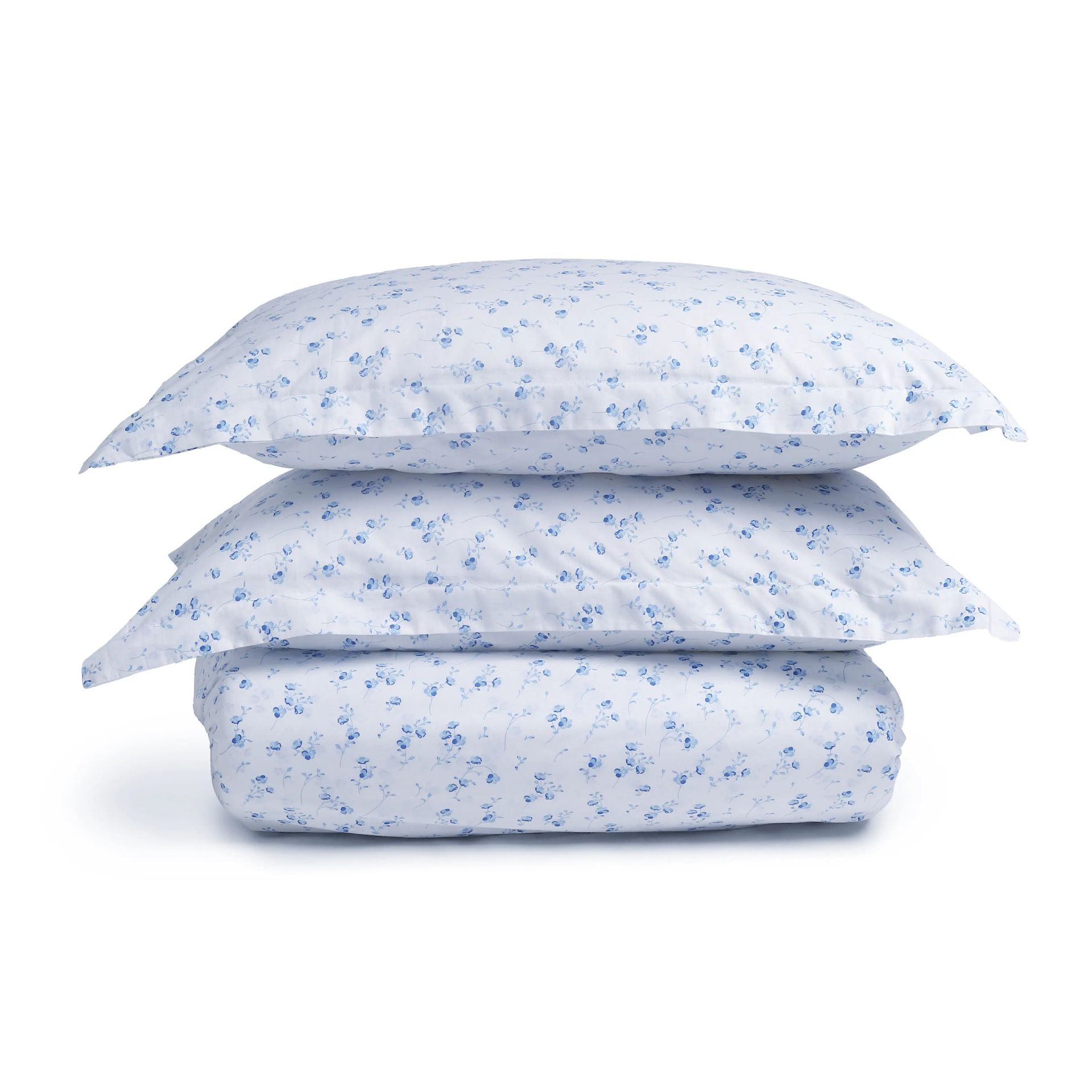 Floral 144 TC 100% Cotton Ocean Blue Queen Fitted Sheet Set | Bloomshire Classic