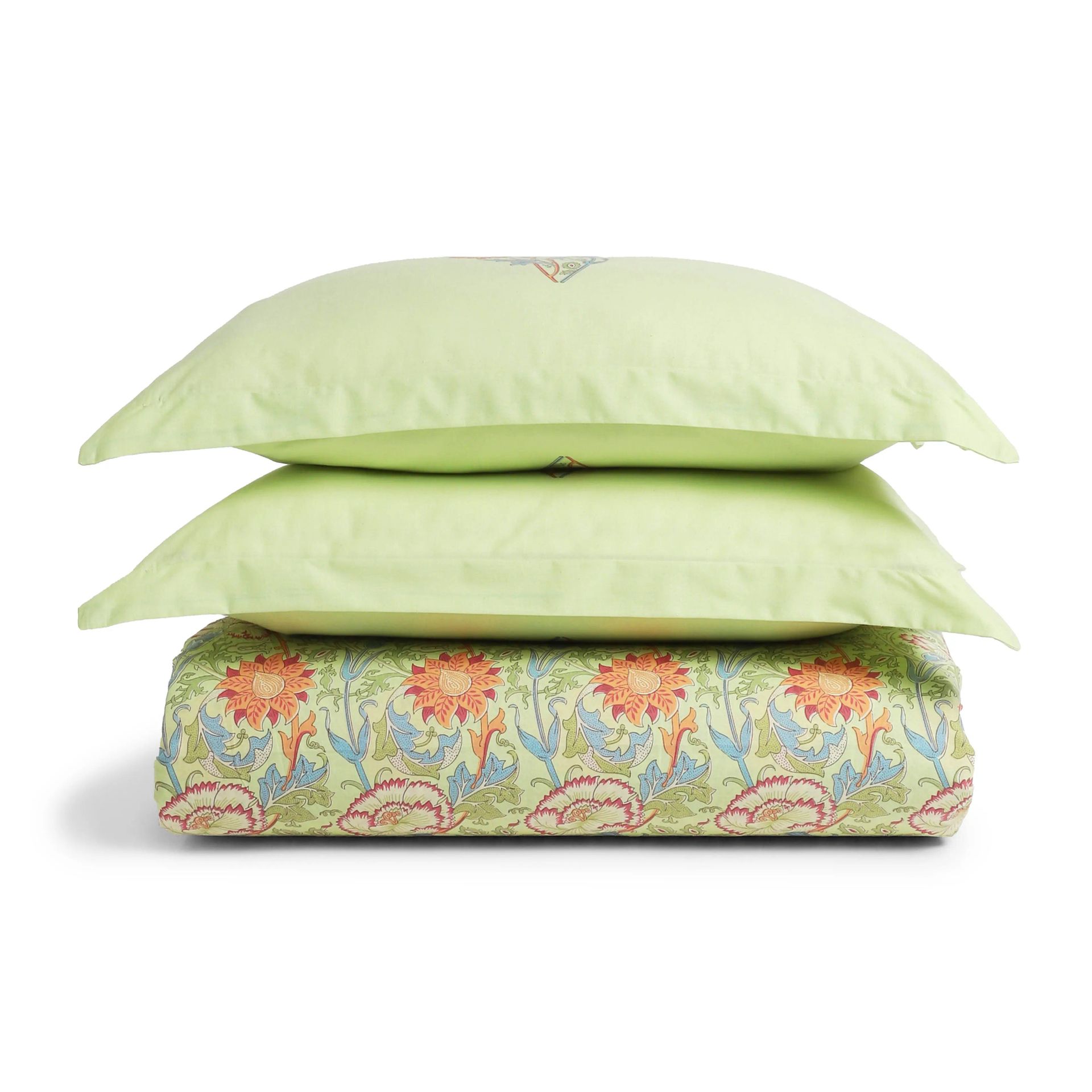 Indian Heritage 144 TC 100% Cotton Green Double Bedsheet Set | Chippa Lane