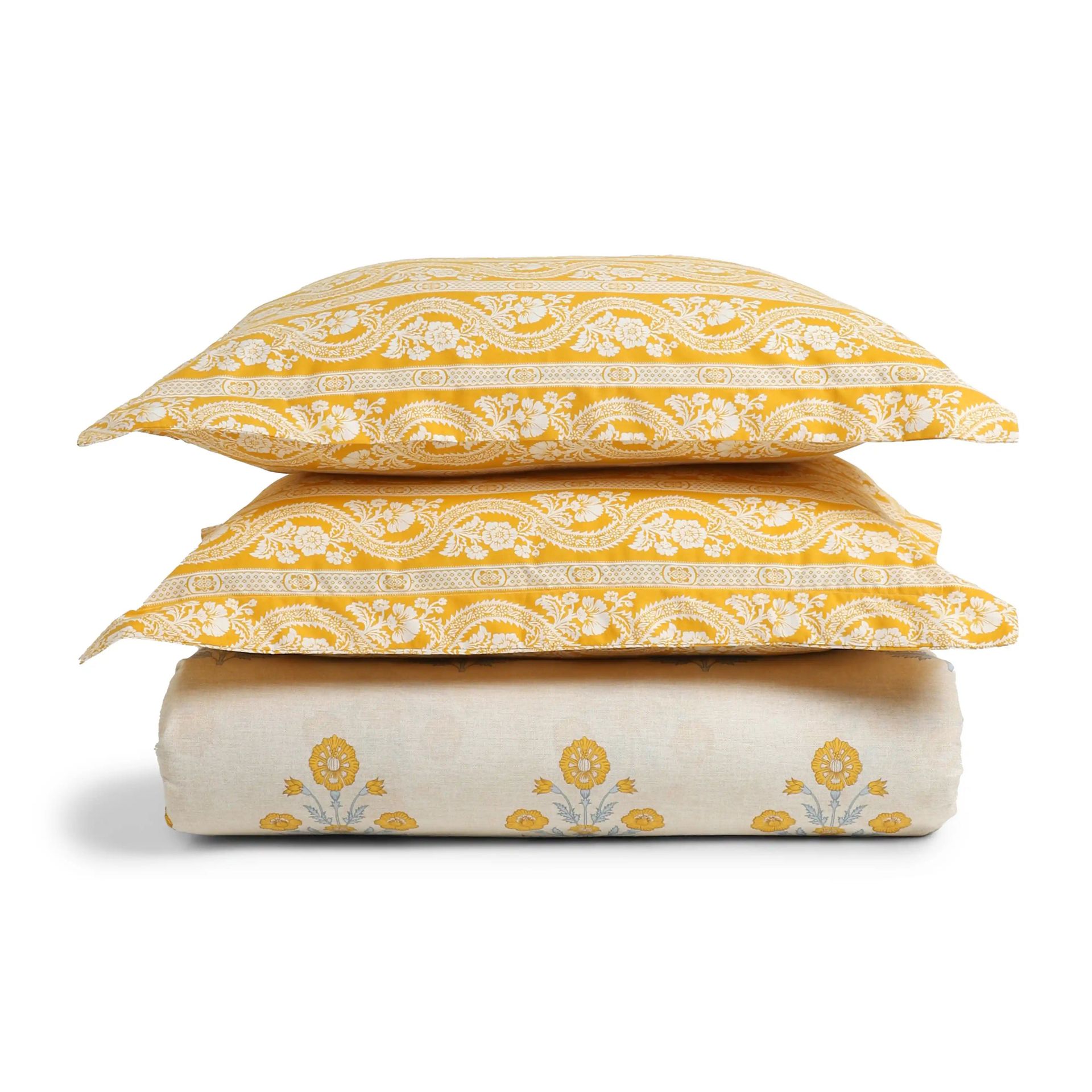 Indian Heritage 144 TC 100% Cotton Ochre Super King Bedsheet Set | Chippa Lane