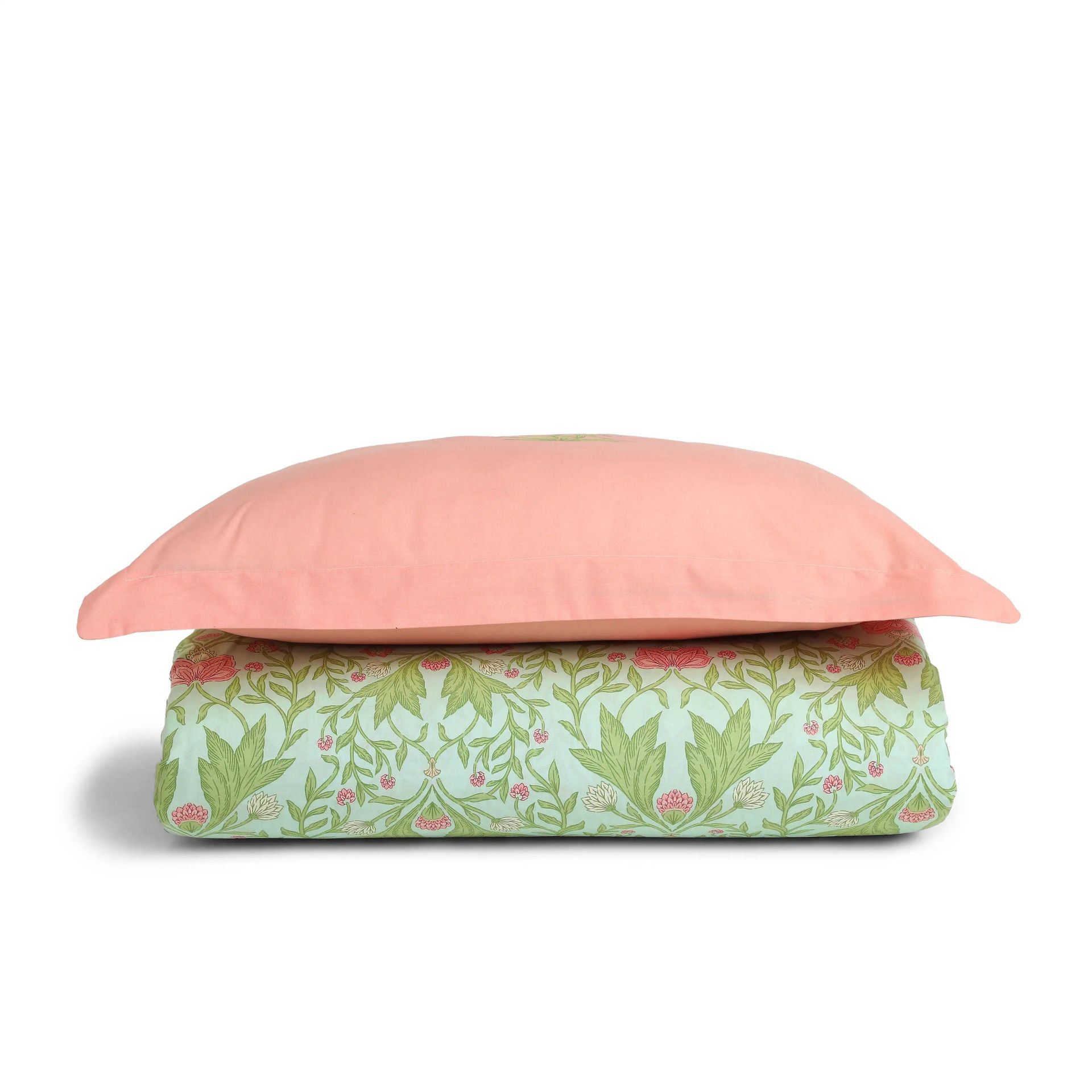 Indian Heritage 144 TC 100% Cotton Sage Mint Single Bedsheet Set | Chippa Lane