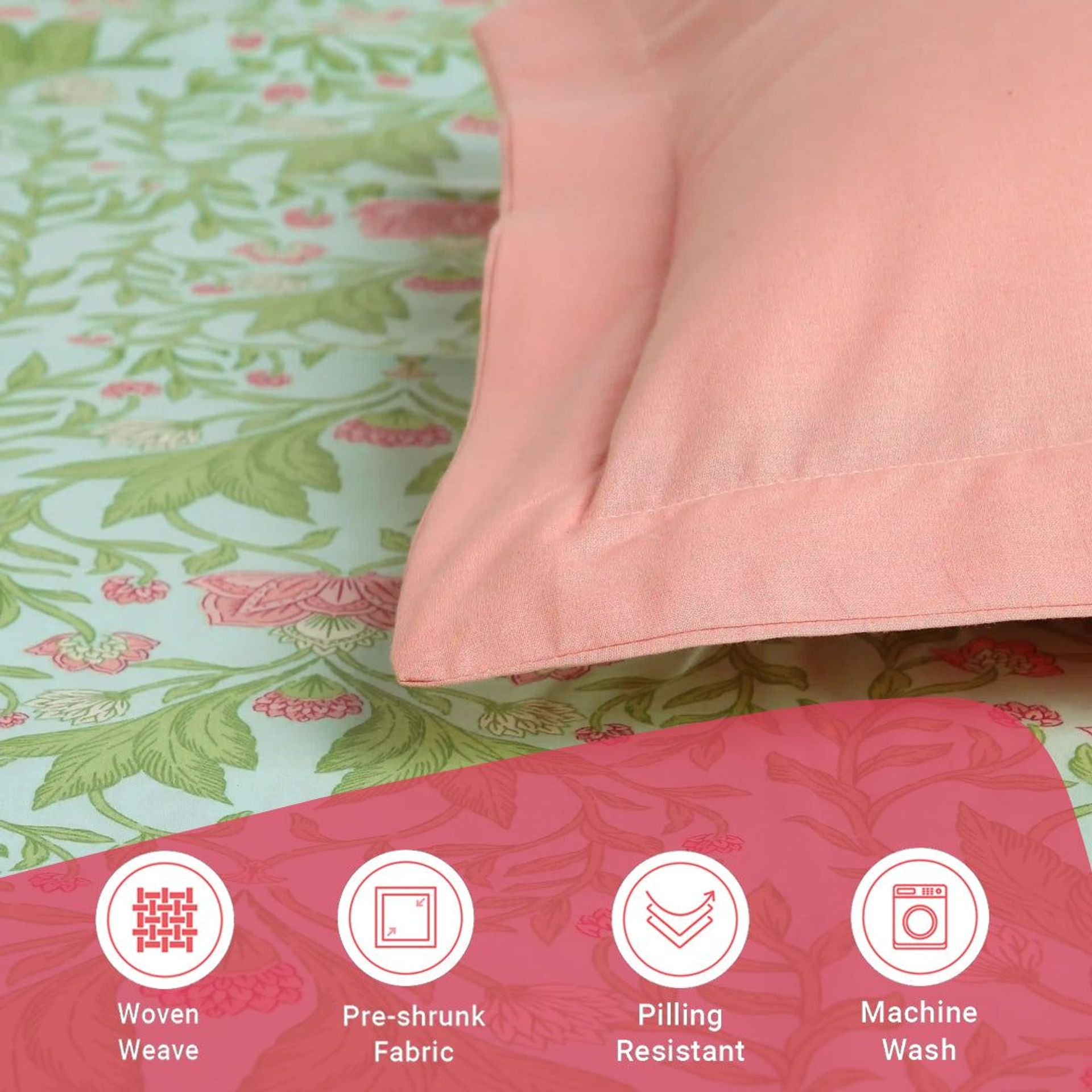 Indian Heritage 144 TC 100% Cotton Sage Mint Single Bedsheet Set | Chippa Lane