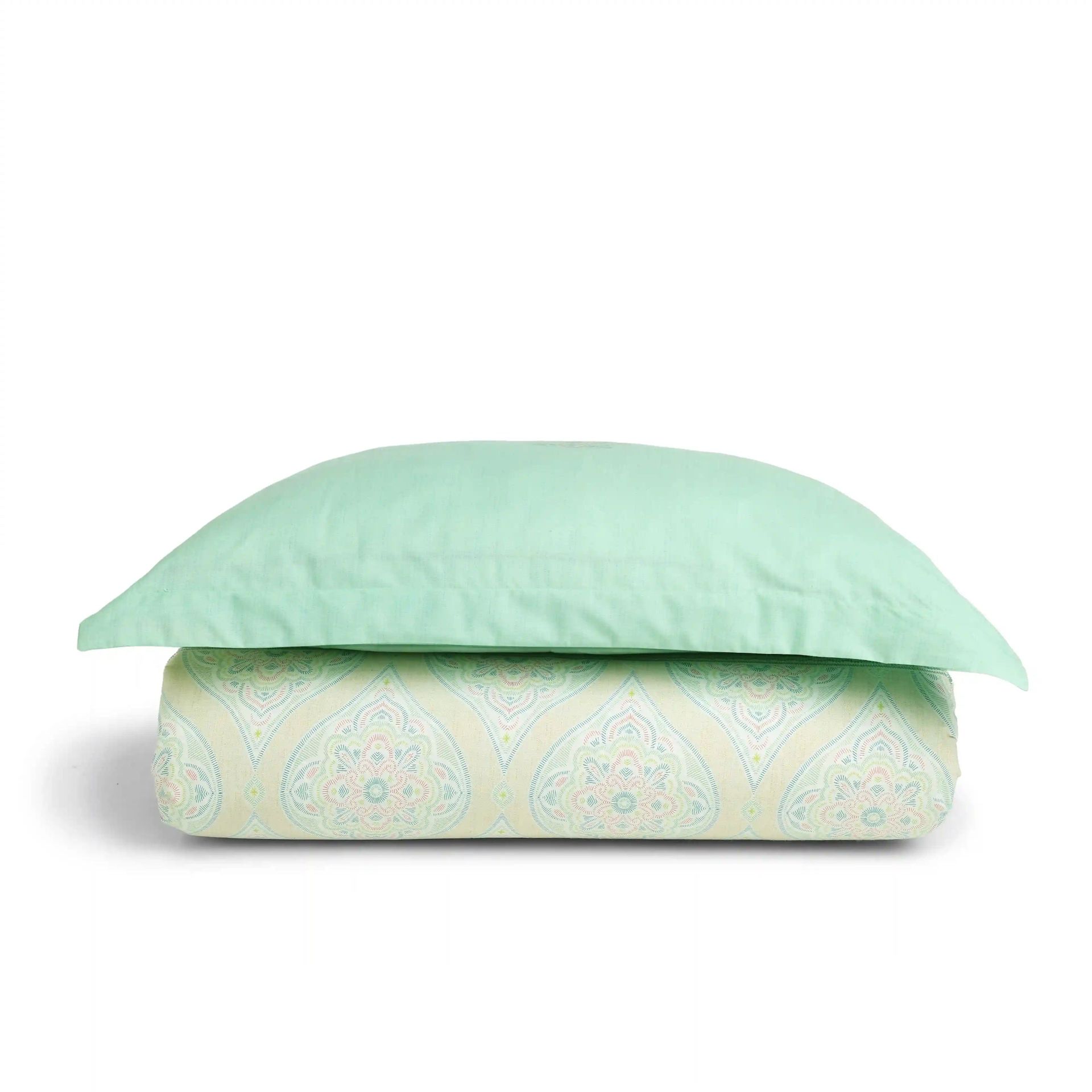 Indian Heritage 144 TC 100% Cotton Sage Single Bedsheet Set | Chippa Lane