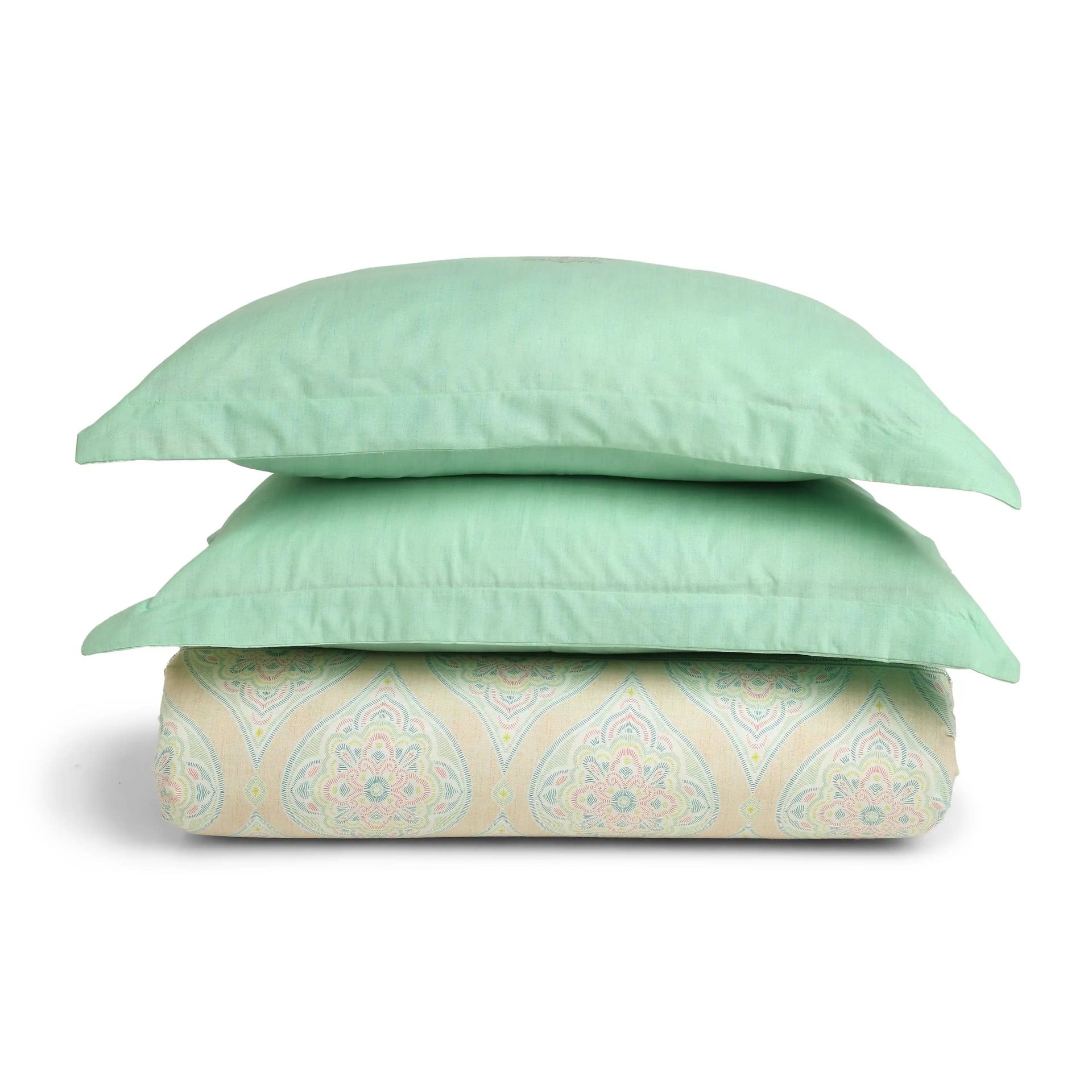 Indian Heritage 144 TC 100% Cotton Sage Super King Bedsheet Set | Chippa Lane
