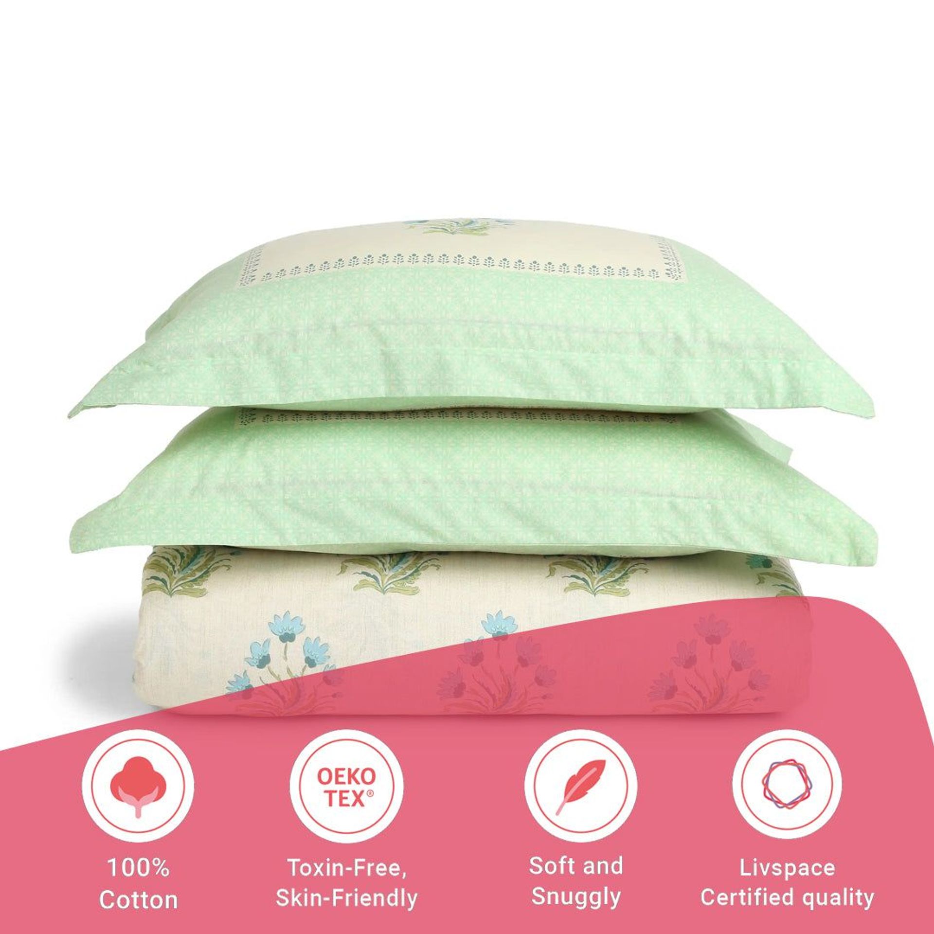 Indian Heritage 144 TC 100% Cotton Indian Sage King Fitted Sheet Set | Chippa Lane