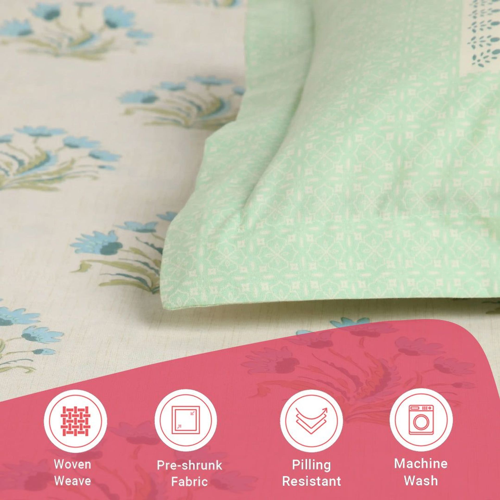 Indian Heritage 144 TC 100% Cotton Indian Sage King Fitted Sheet Set | Chippa Lane