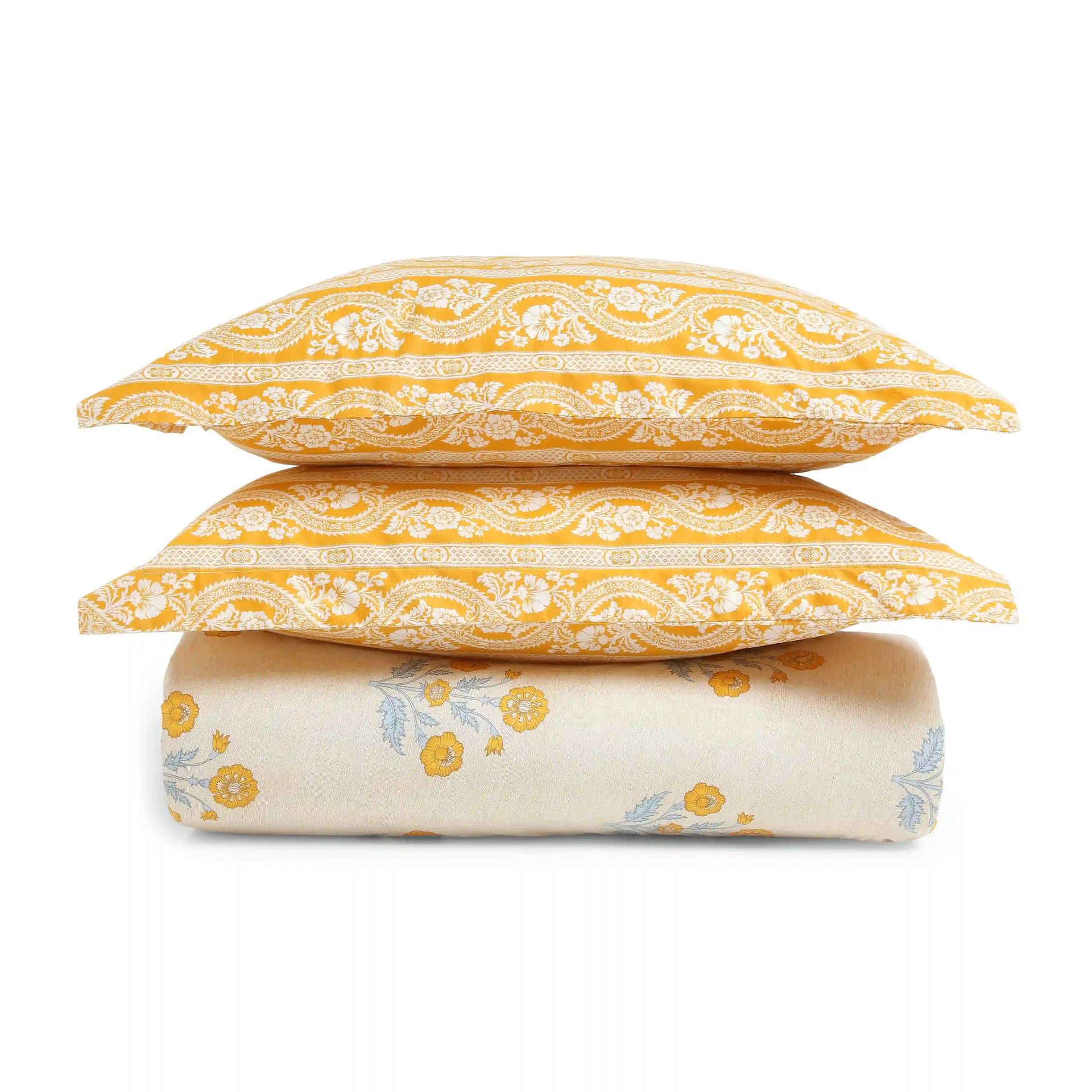 Indian Heritage 144 TC 100% Cotton Ochre King Fitted Sheet Set | Chippa Lane