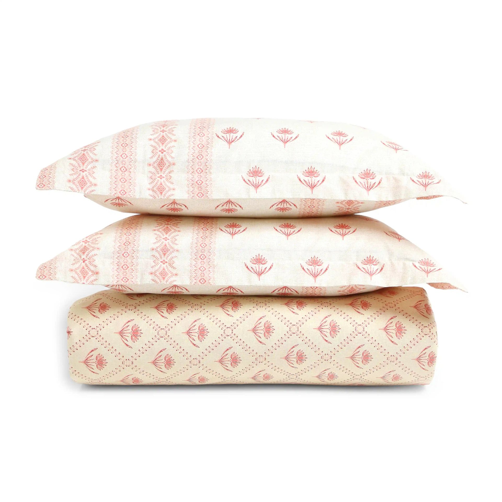 Indian Heritage 144 TC 100% Cotton Red Queen Fitted Sheet Set | Chippa Lane