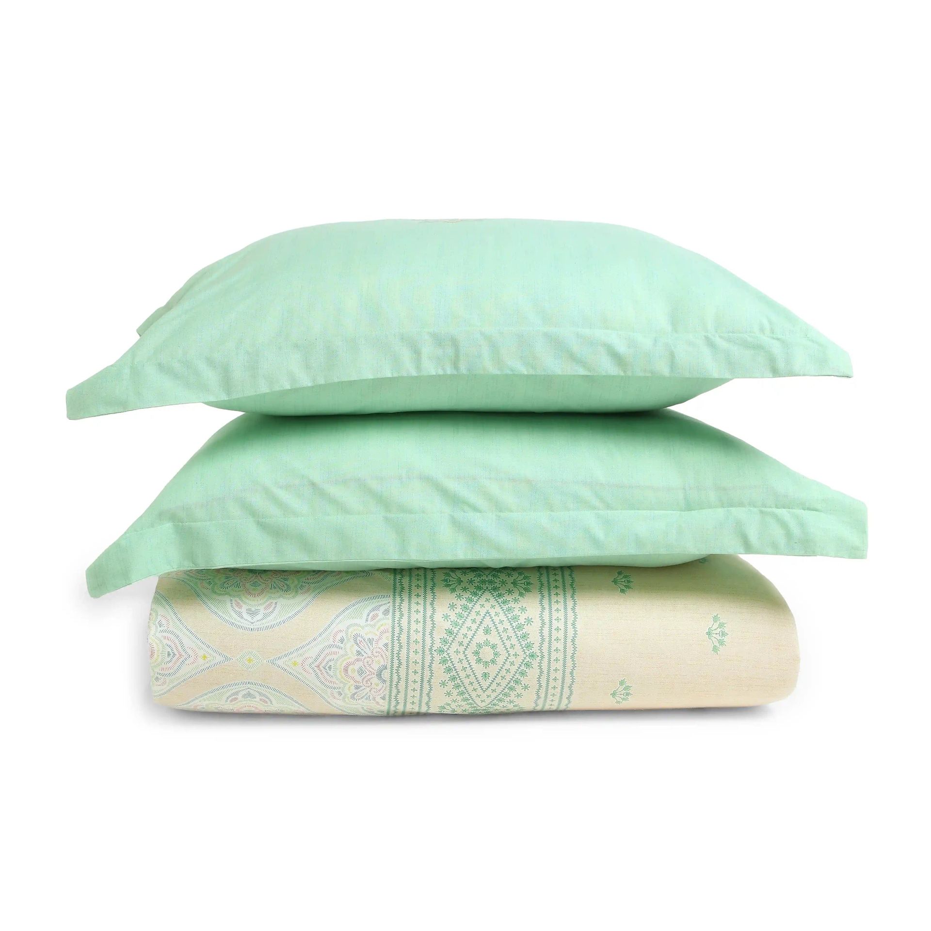 Indian Heritage 144 TC 100% Cotton Sage King Fitted Sheet Set | Chippa Lane