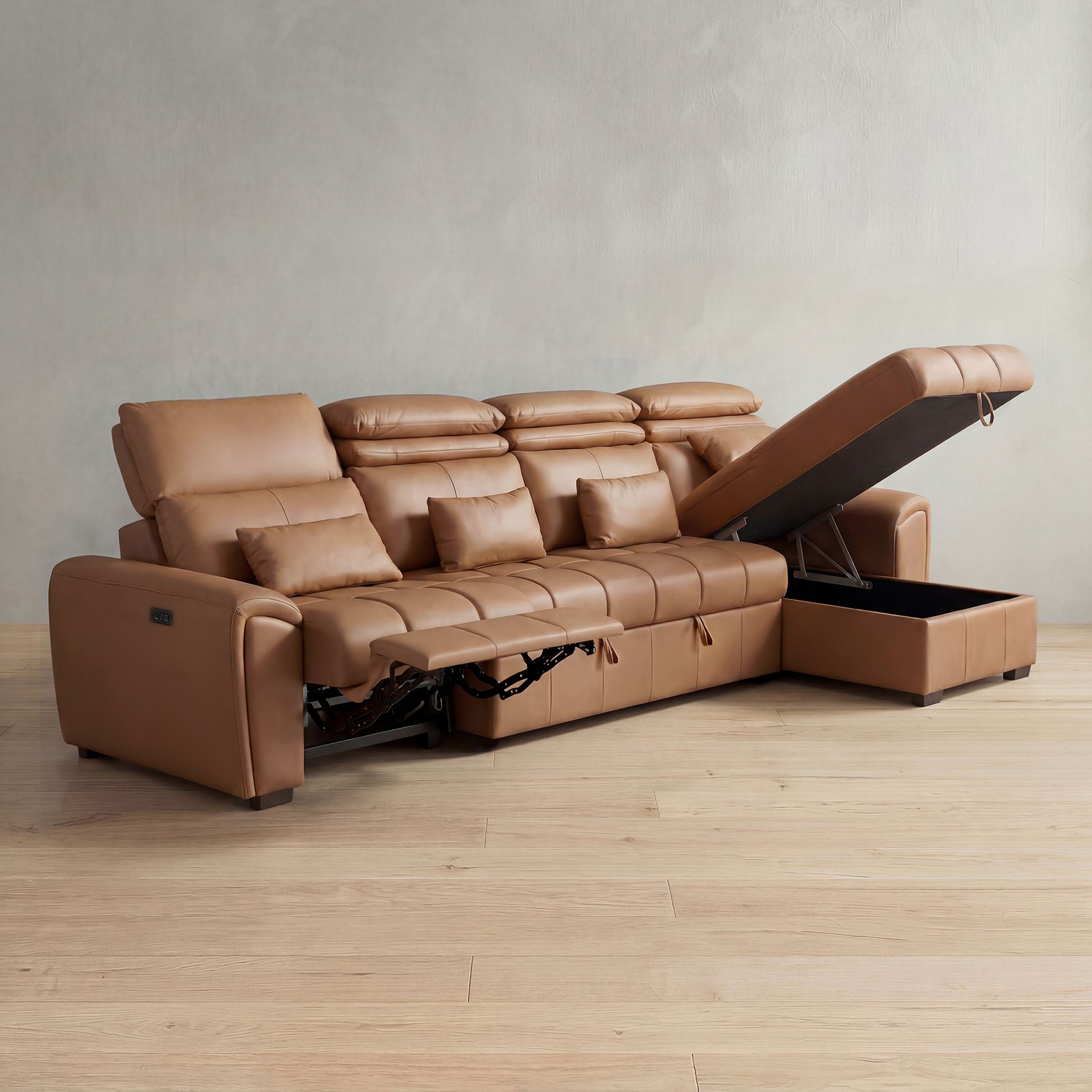 Eldur Recliner with Sofa Cum Bed and Chaise