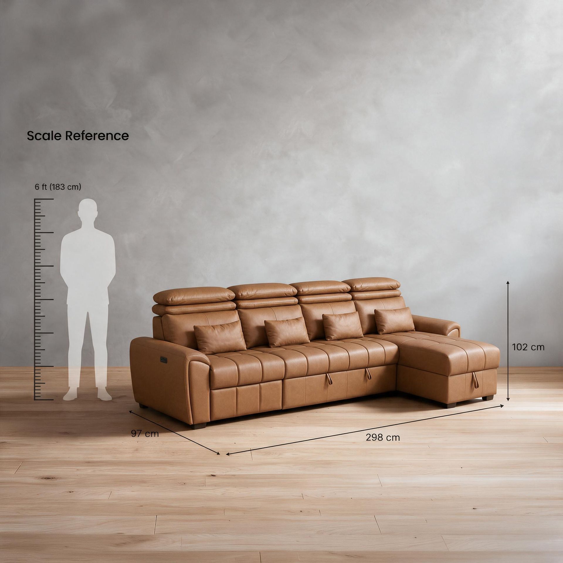 Eldur Recliner with Sofa Cum Bed and Chaise