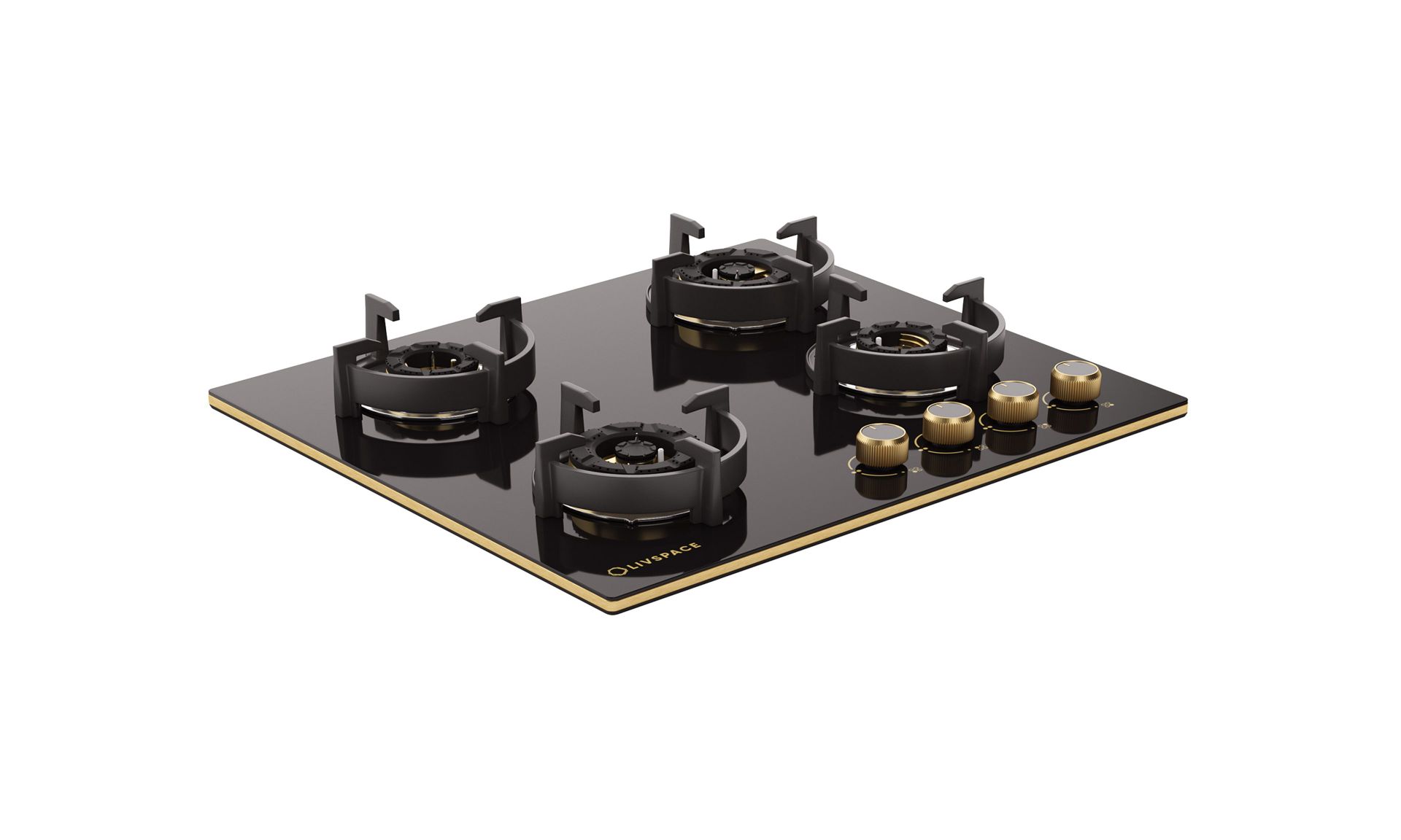 Intellia Gloss 4-burner Brass Hob | FFD | Auto Ignition - 60 cm