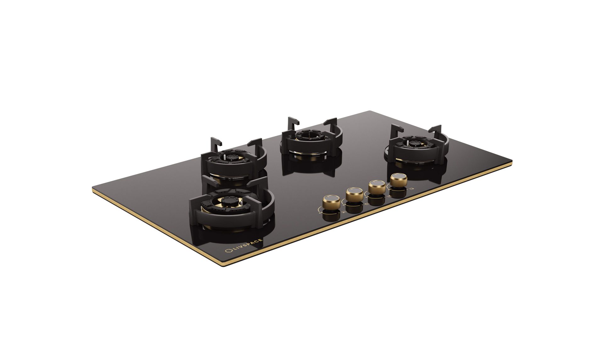 Intellia Gloss 4-burner Brass Hob | FFD | Auto Ignition - 90 cm