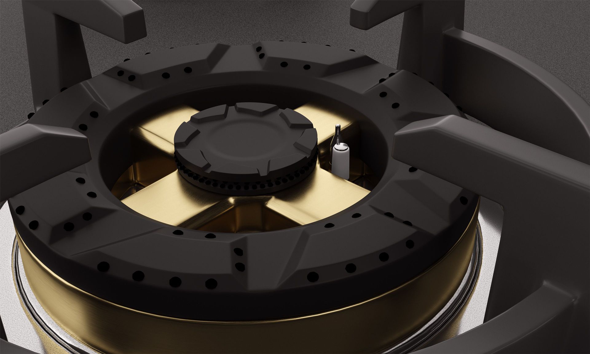 Intellia Matt 4-burner Brass Hob | FFD | Auto Ignition - 90 cm