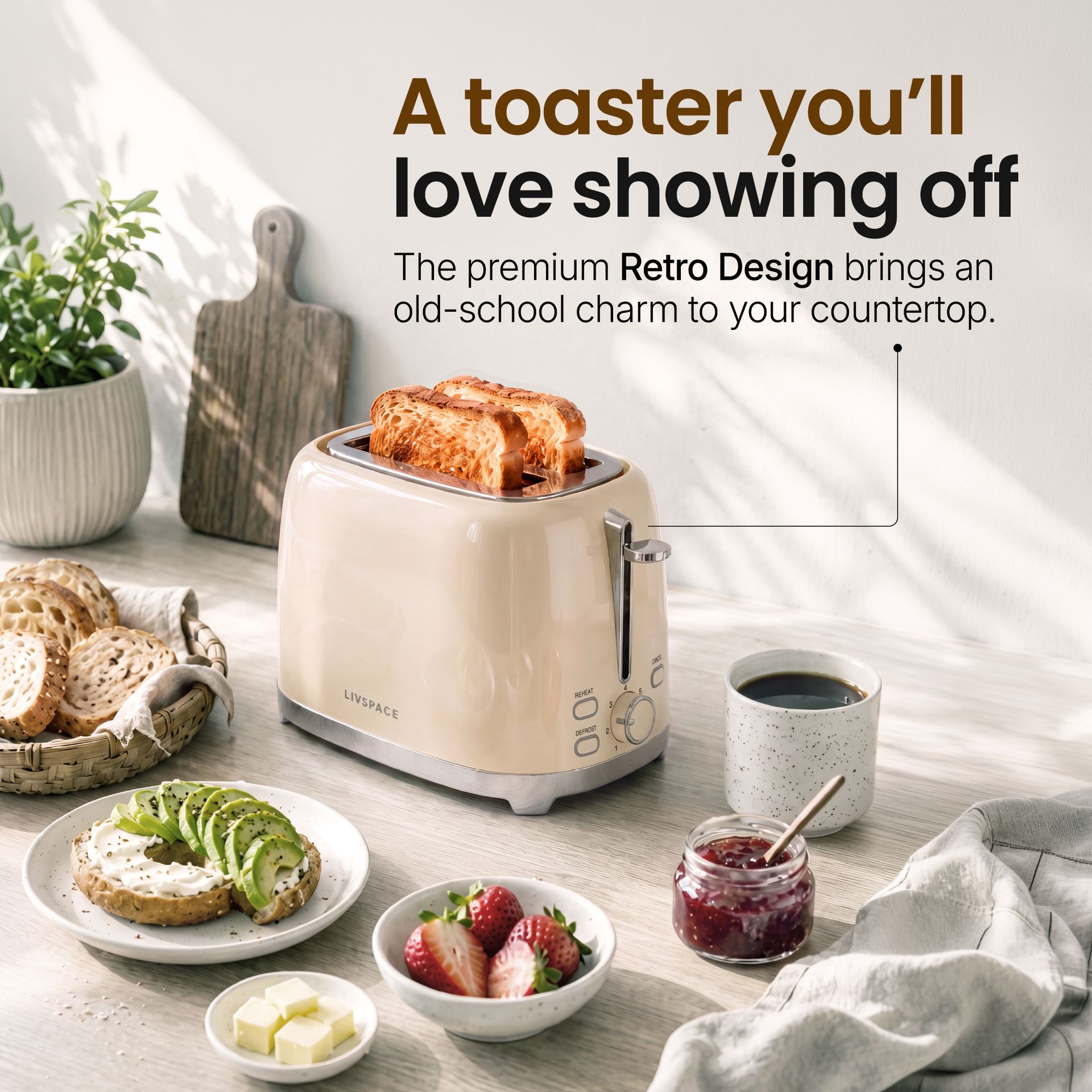Livspace 2 Slice Toaster - Ivory
