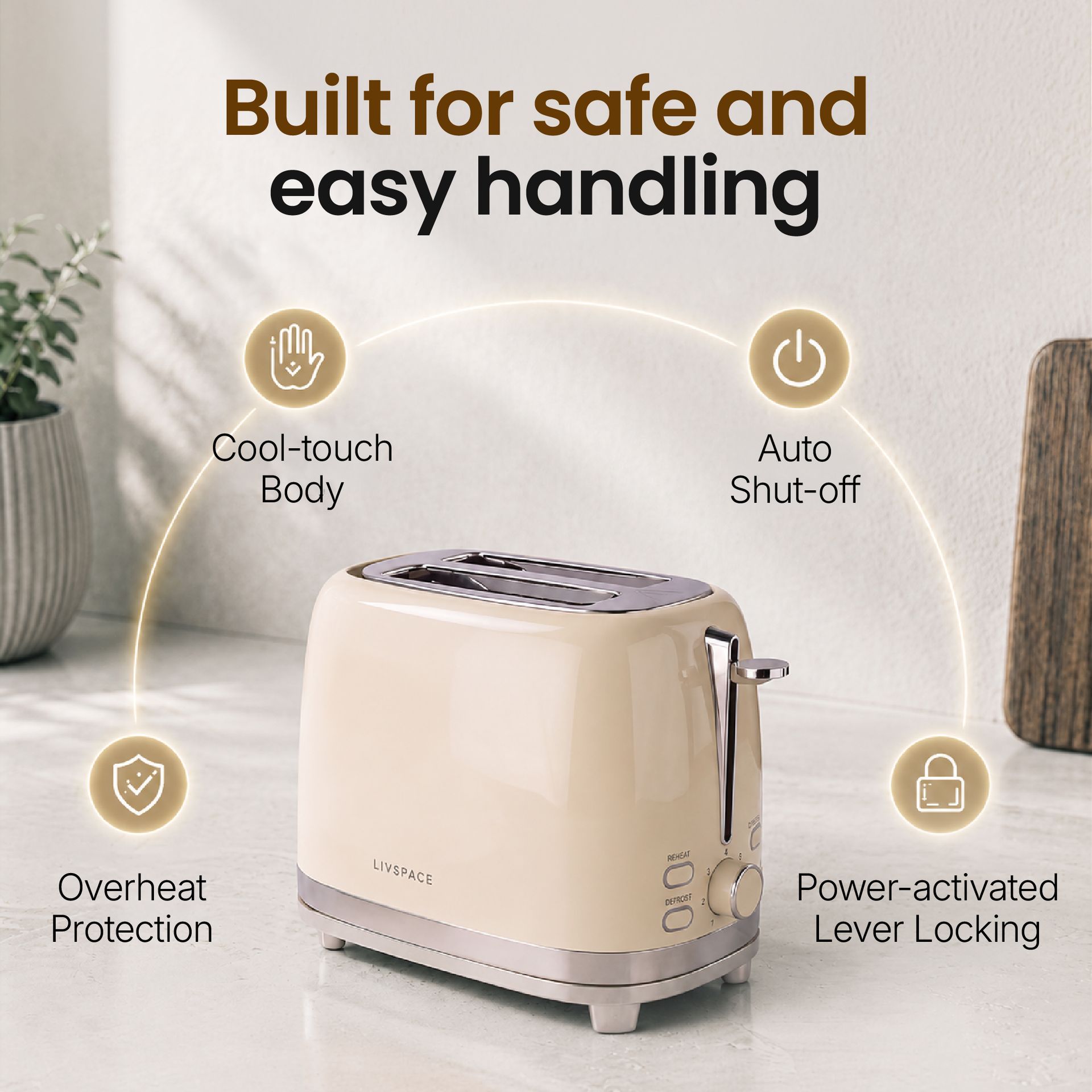 Livspace 2 Slice Toaster - Ivory