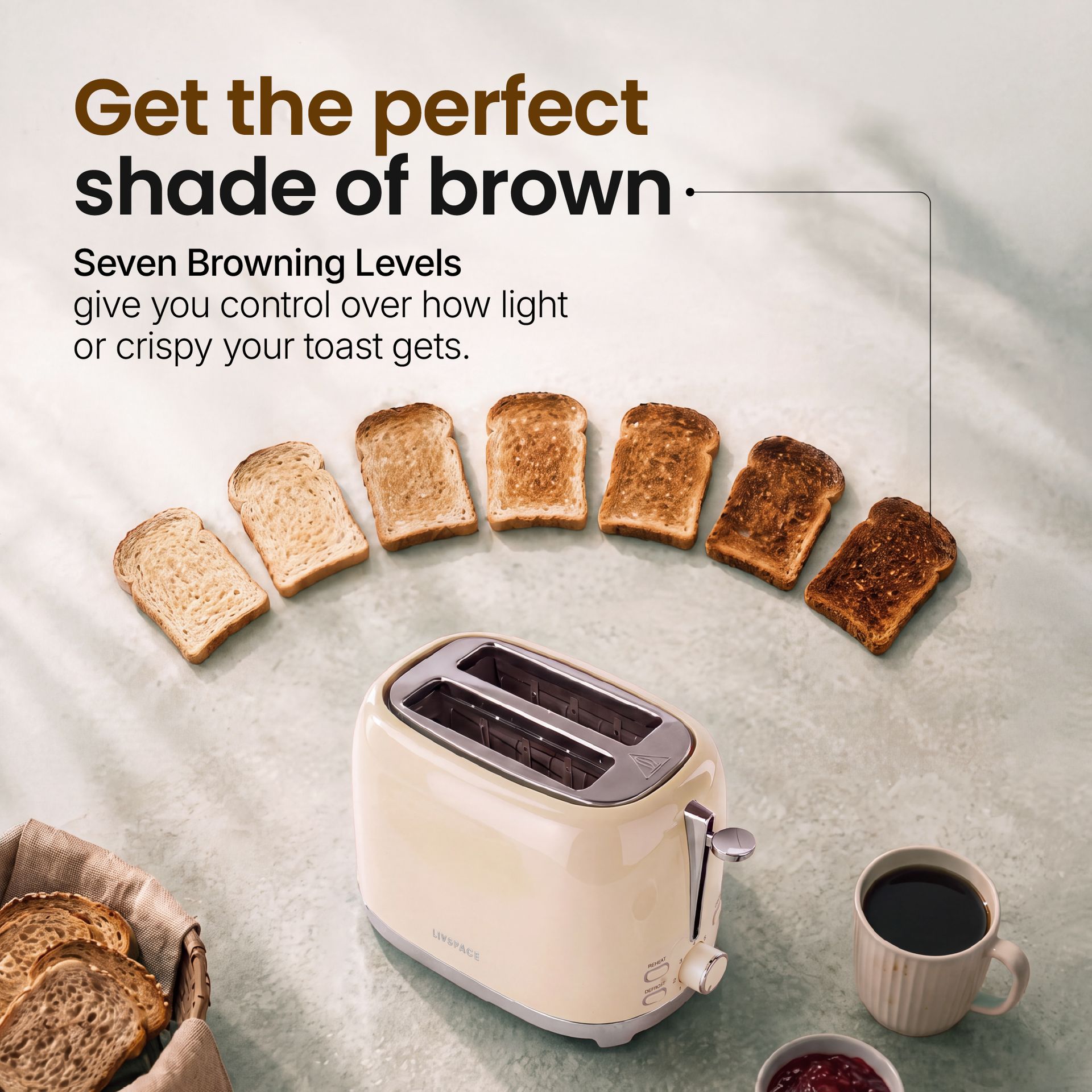 Livspace 2 Slice Toaster - Ivory