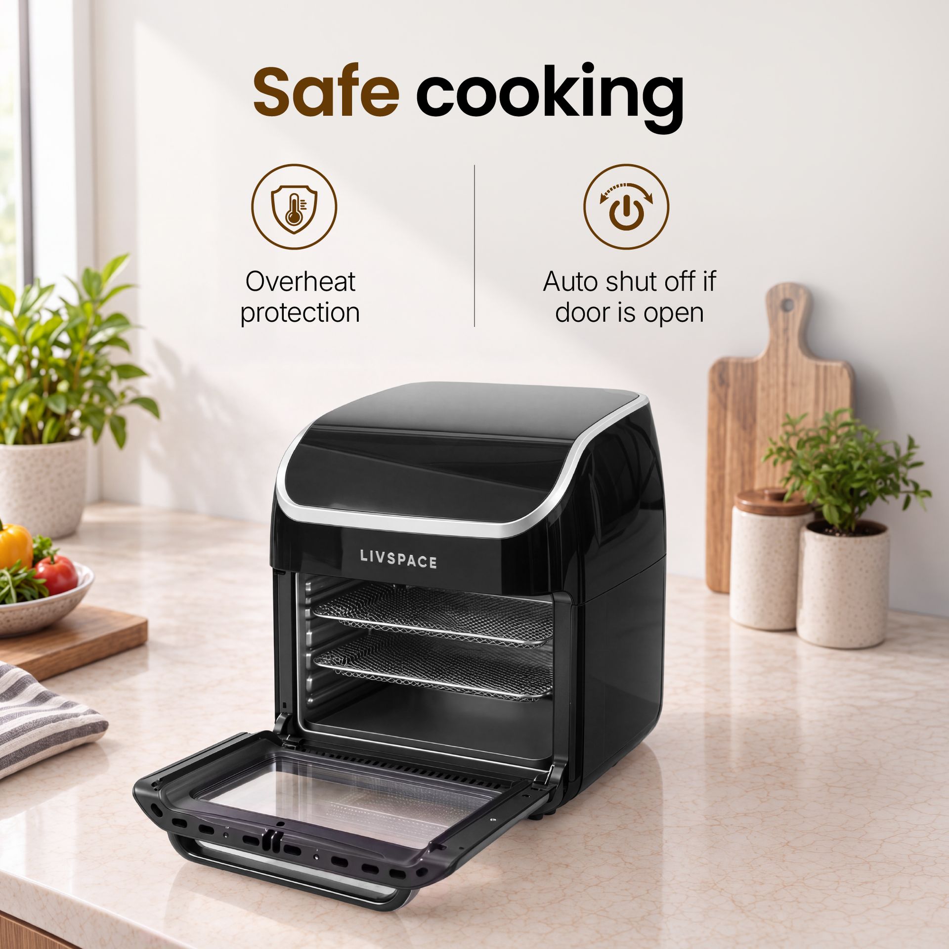 Livspace Air Fryer Oven 12 L - Black