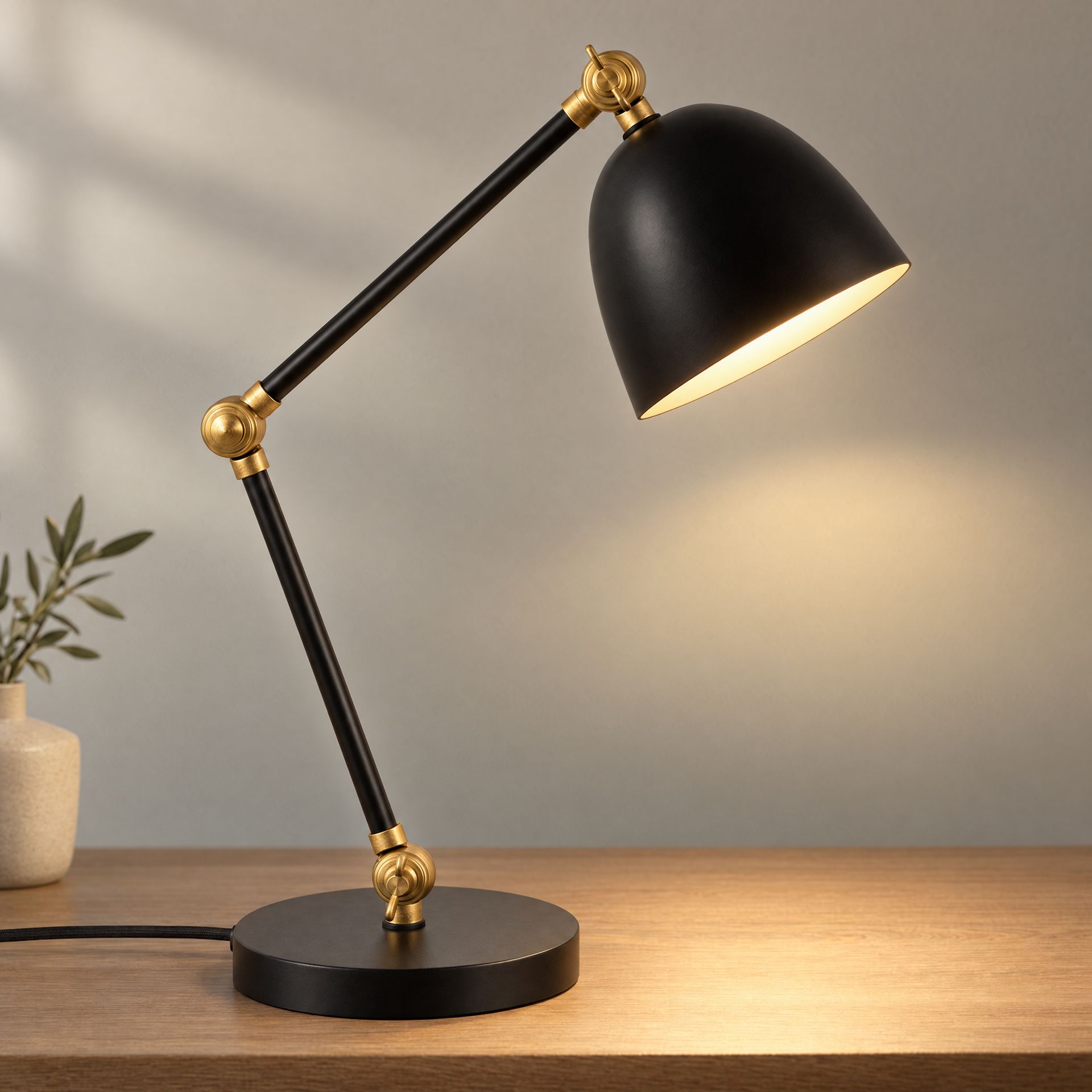 Livspace Baker 23 Black Metal Study Lamp | Black Matt