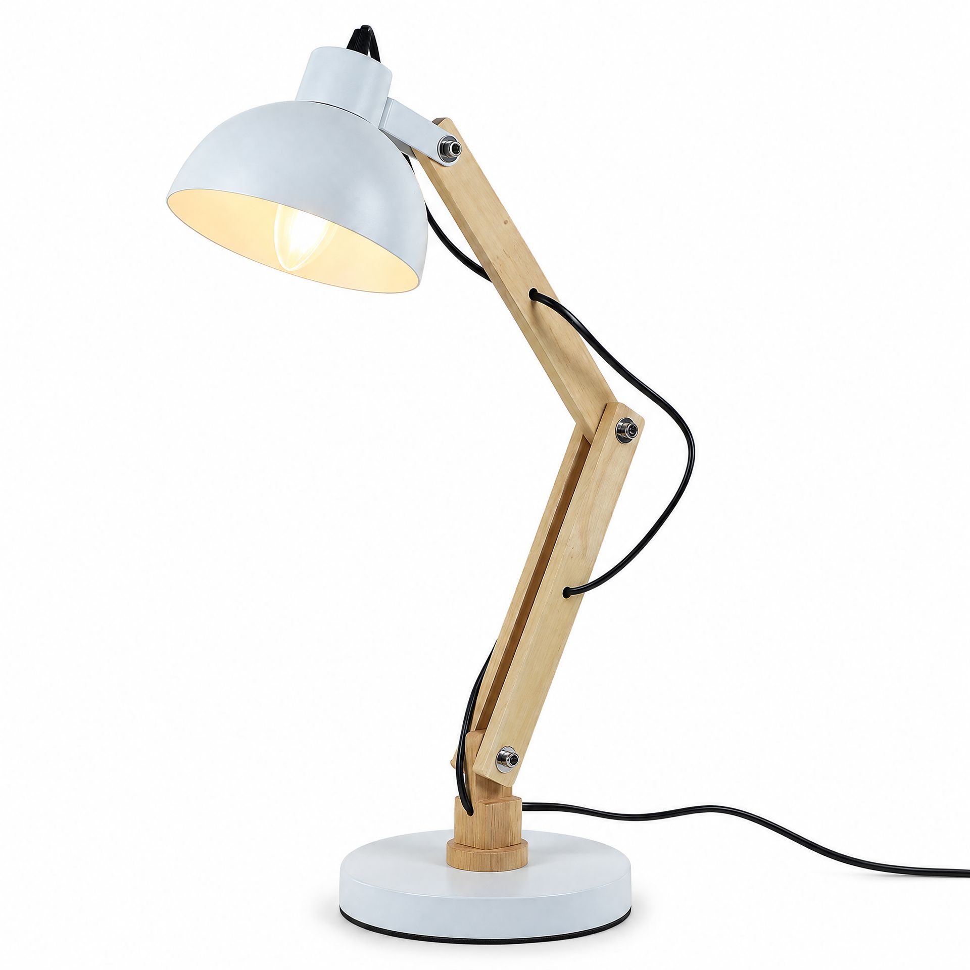 Livspace Belfast White With Metal Base Study Lamp | White