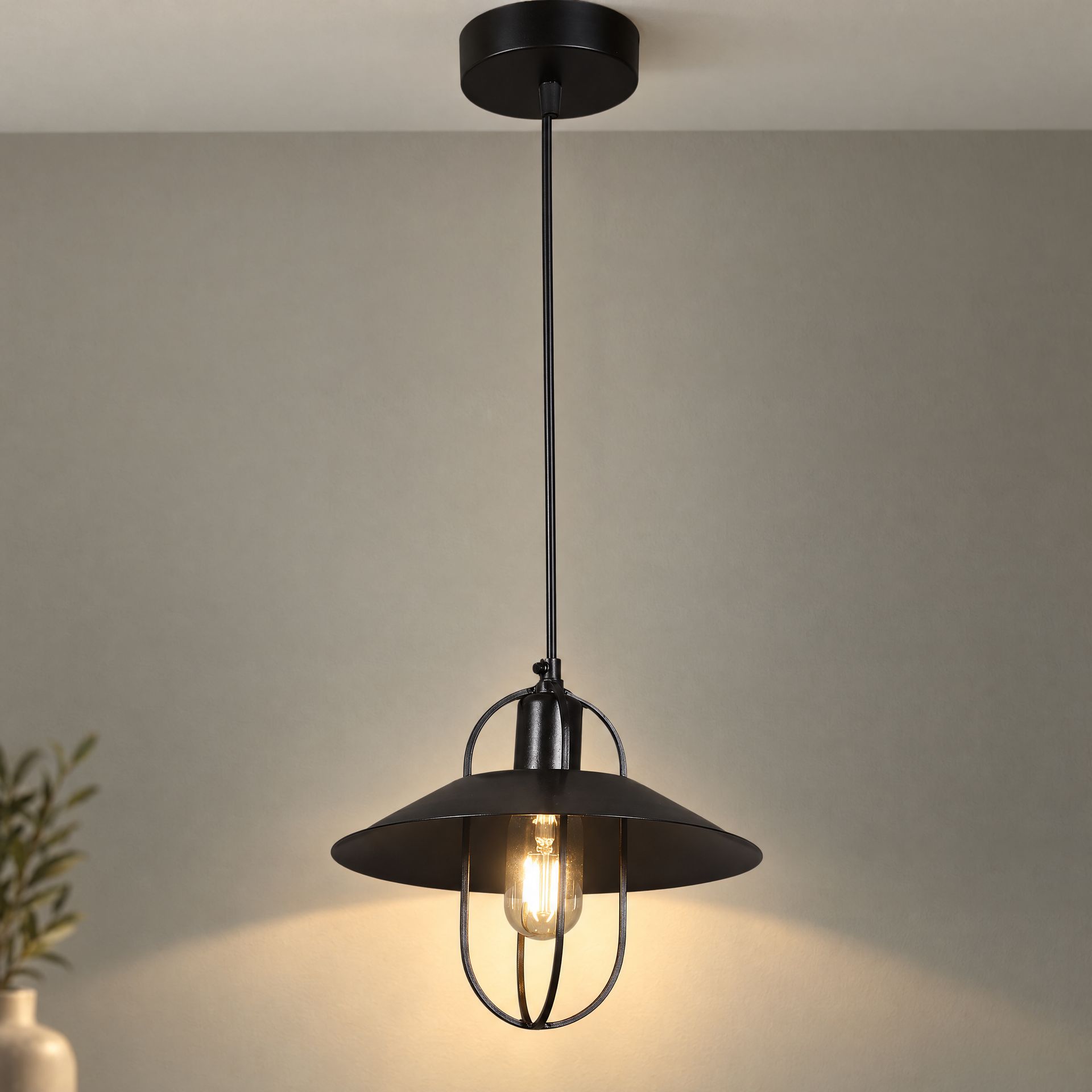 Livspace Belindra Luxury Style Black Metal Pendant Light | Black