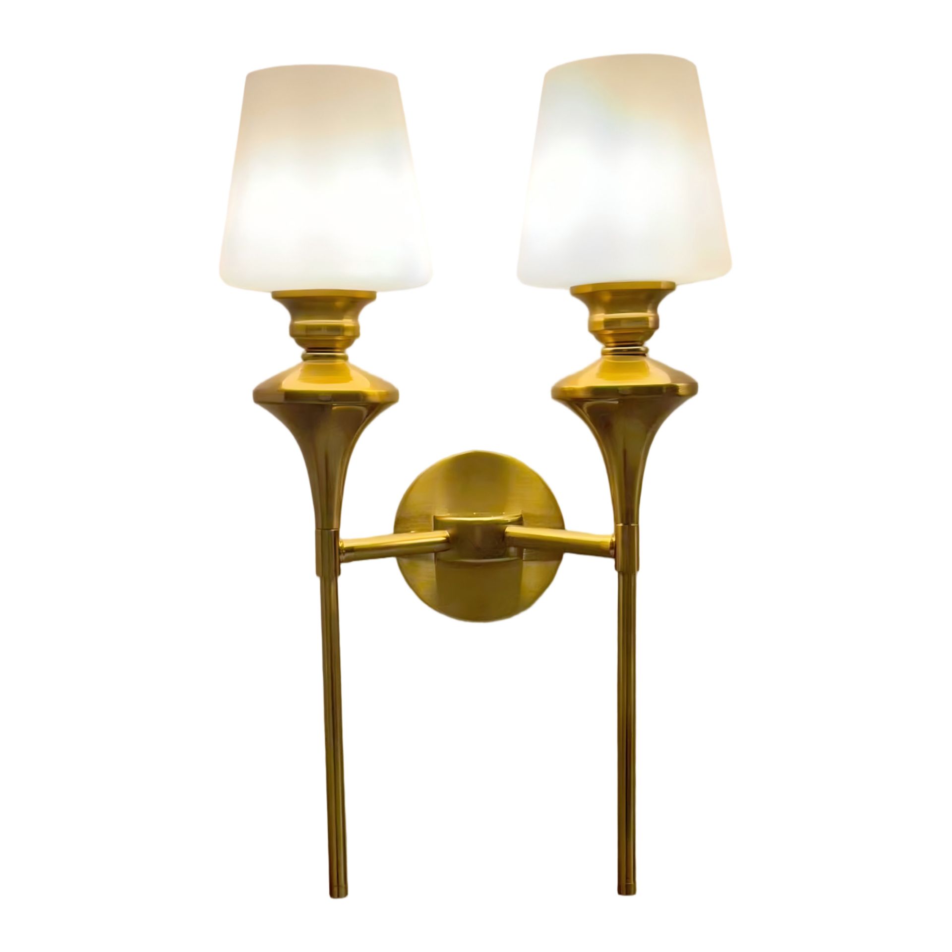 Livspace Bliss Twin Wall Light | White + Brass