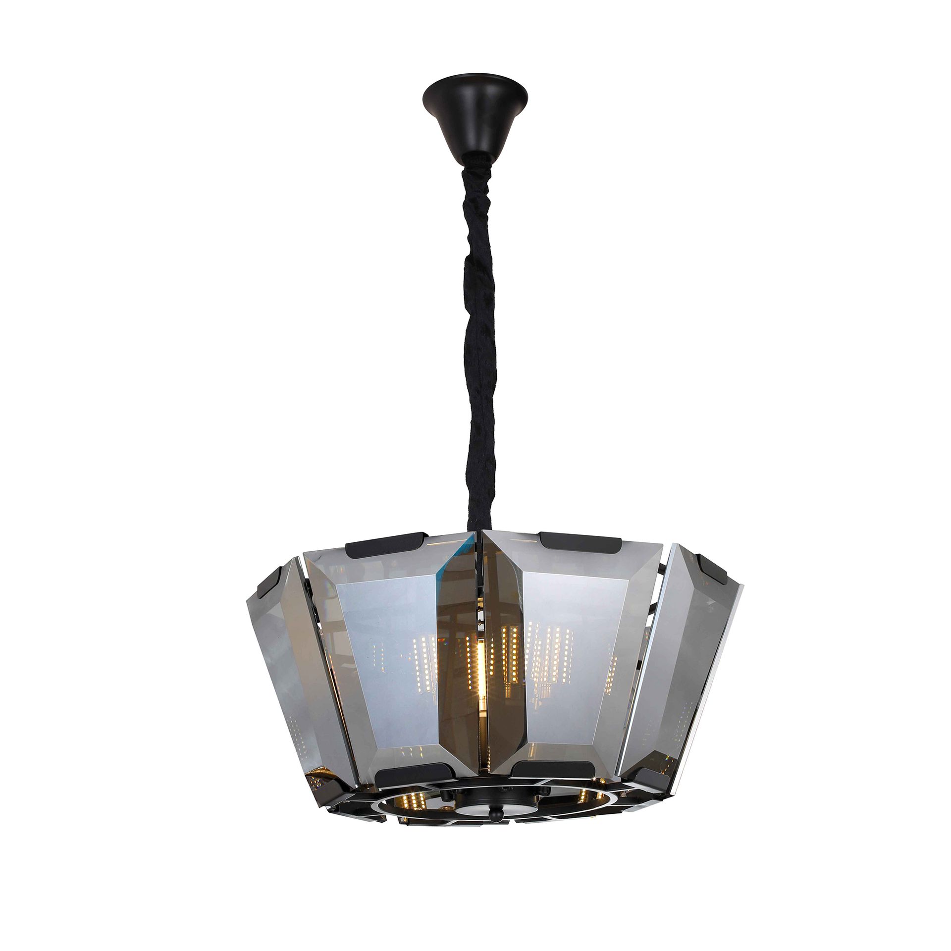 Livspace Blur 10 Head Chandelier | Smoked Grey + Black