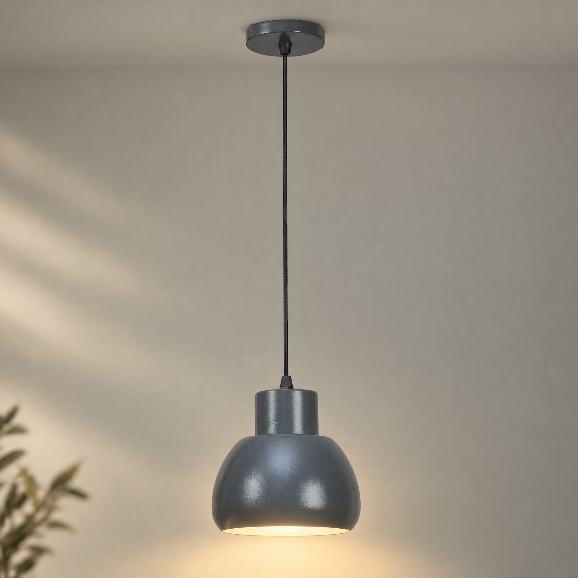 Livspace Calathus Apple Grey Metal Pendant Light | Grey