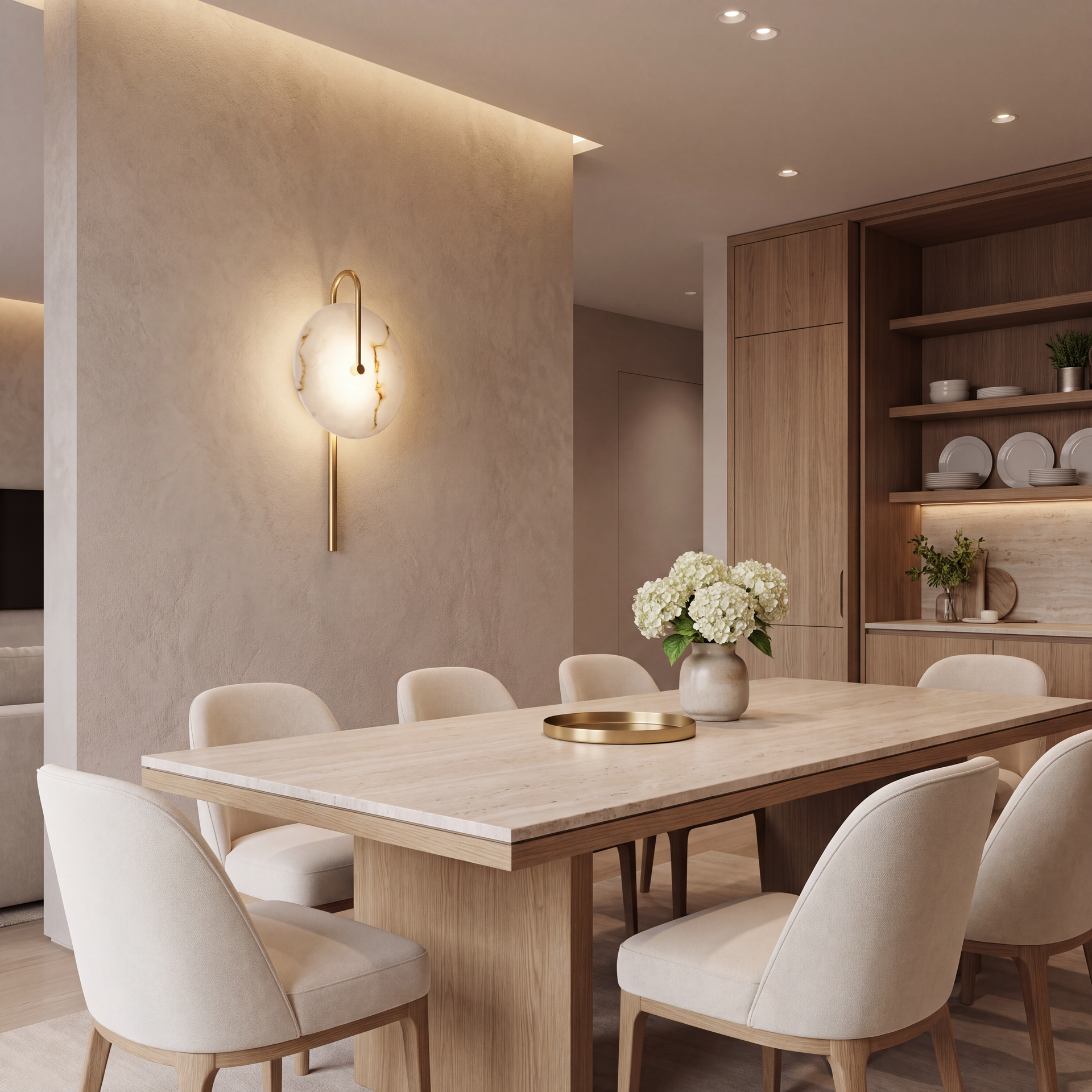 Livspace Carve Wall Light | White + Brass