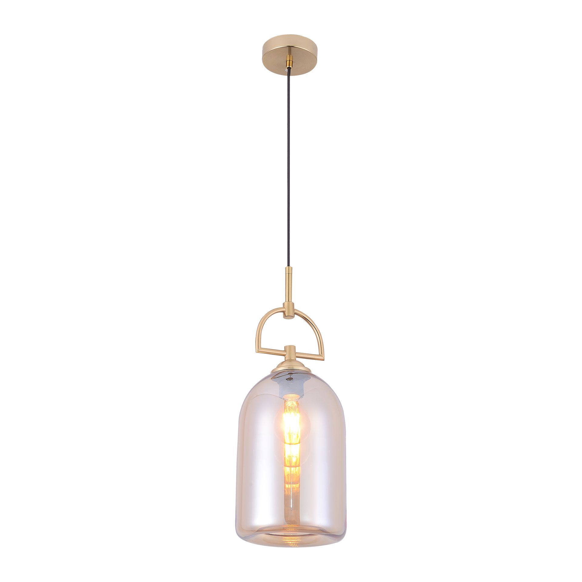 Livspace Chime Pendant | Amber + Brass
