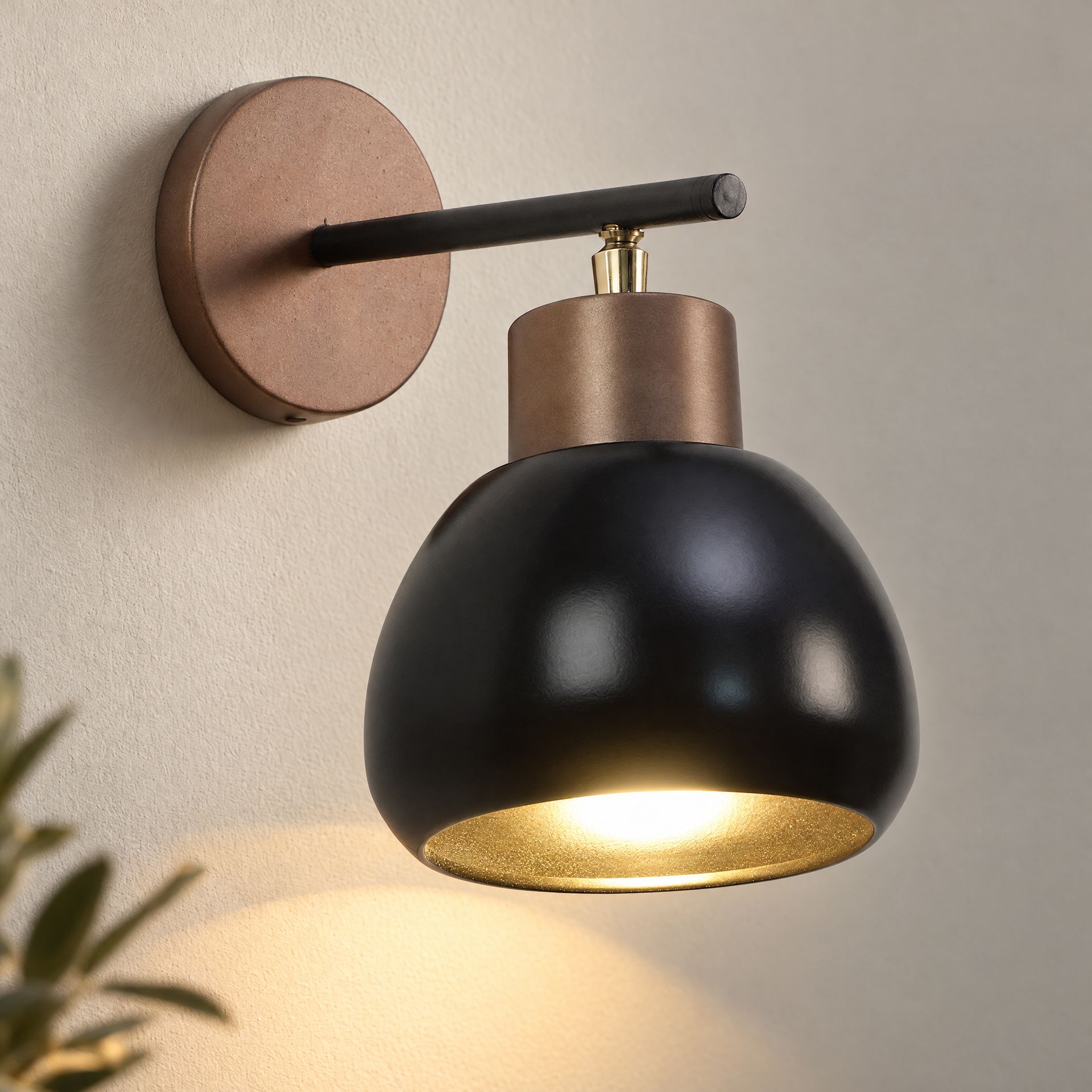 Livspace Corner Black Metal Wall Light | Black