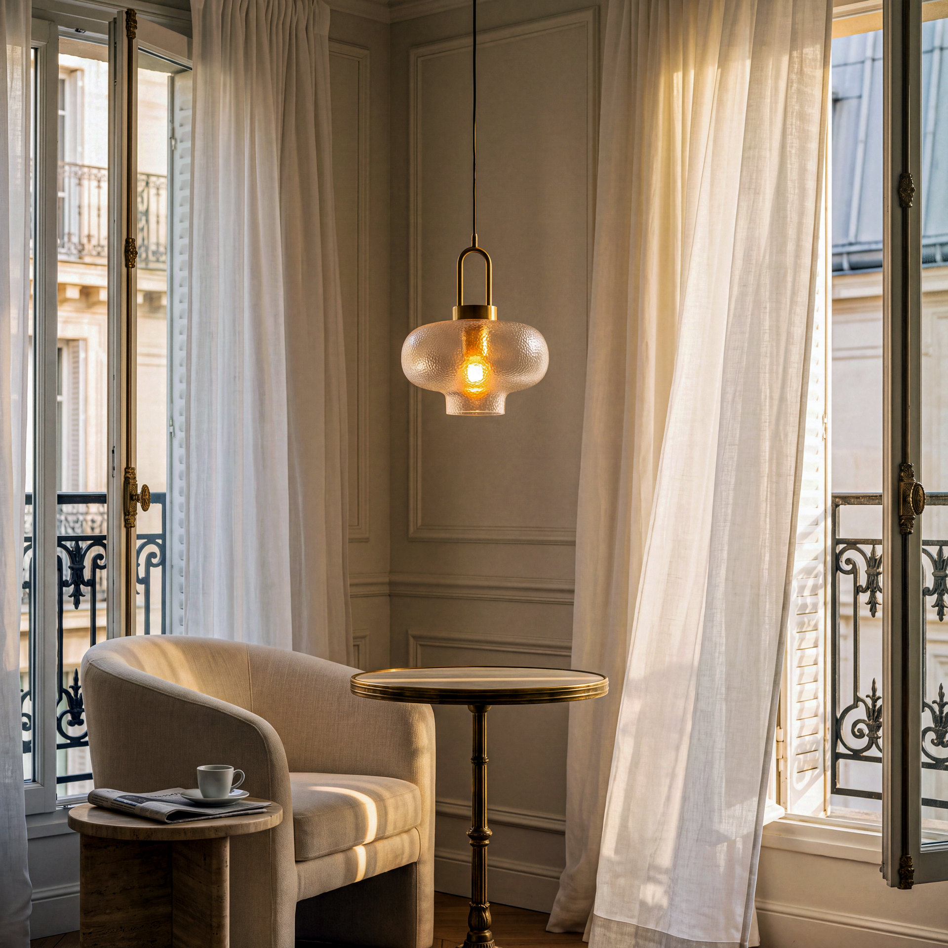 Livspace Etch Pendant | Clear Glass