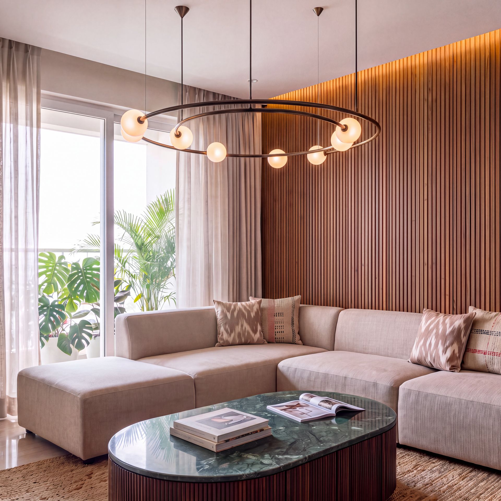 Livspace Galaxy 8 Head Chandelier | Black or Brass