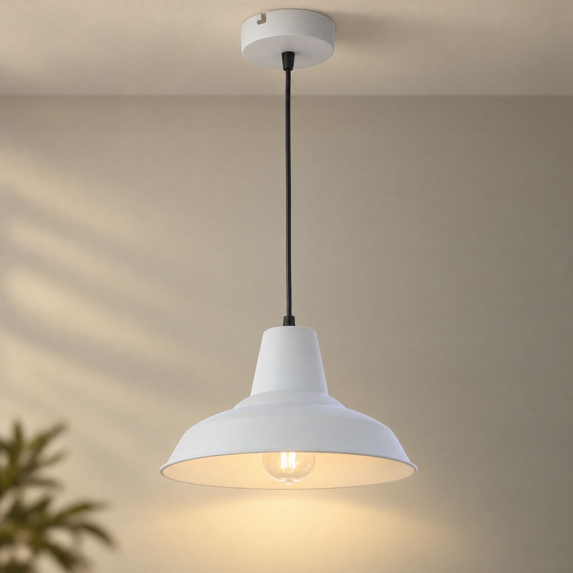 Livspace Hampton Opi White Metal Pendant Light | White