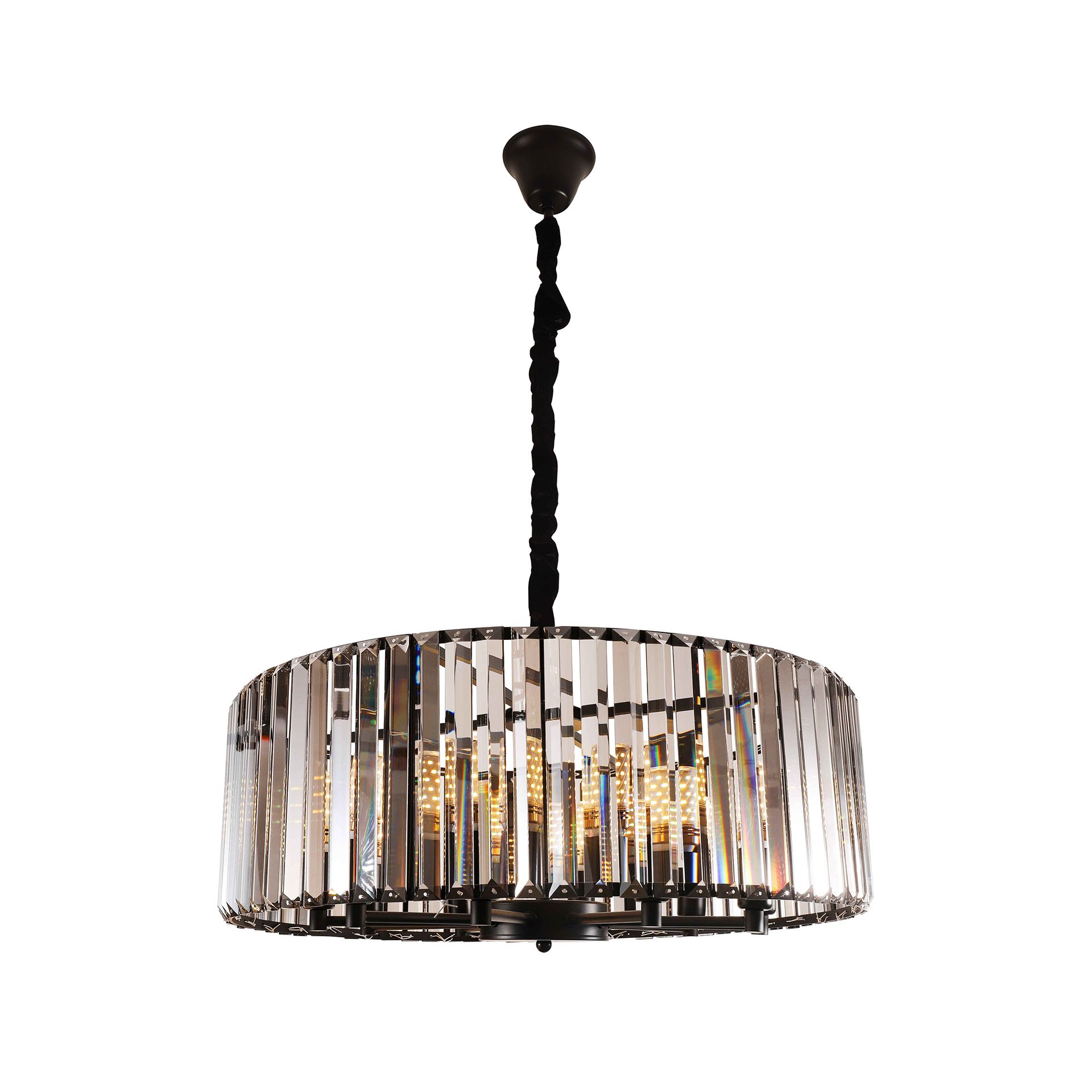 Livspace Haze 10 Head Chandelier | Smoked Grey + Black