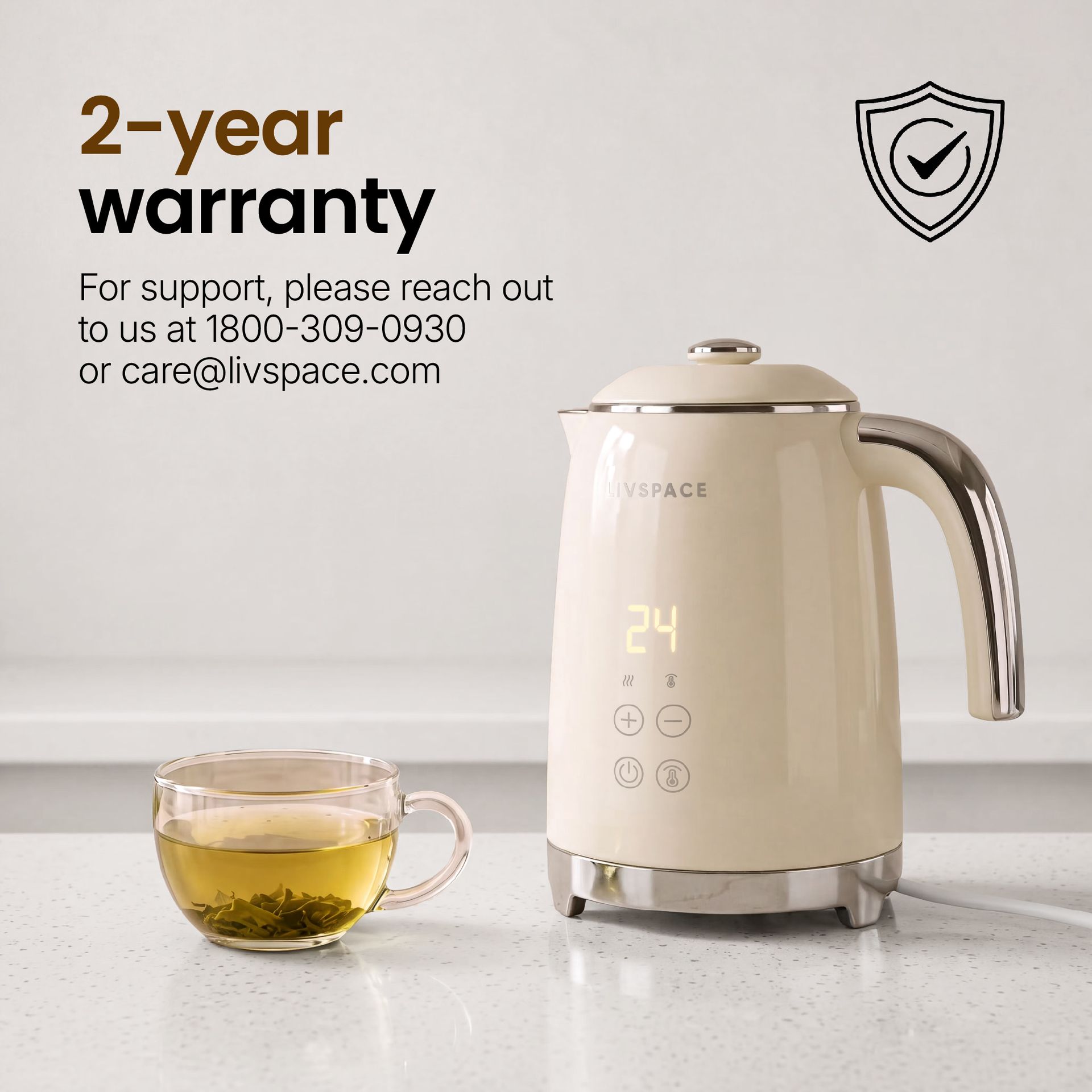 Livspace Digital Kettle 1 L - Ivory
