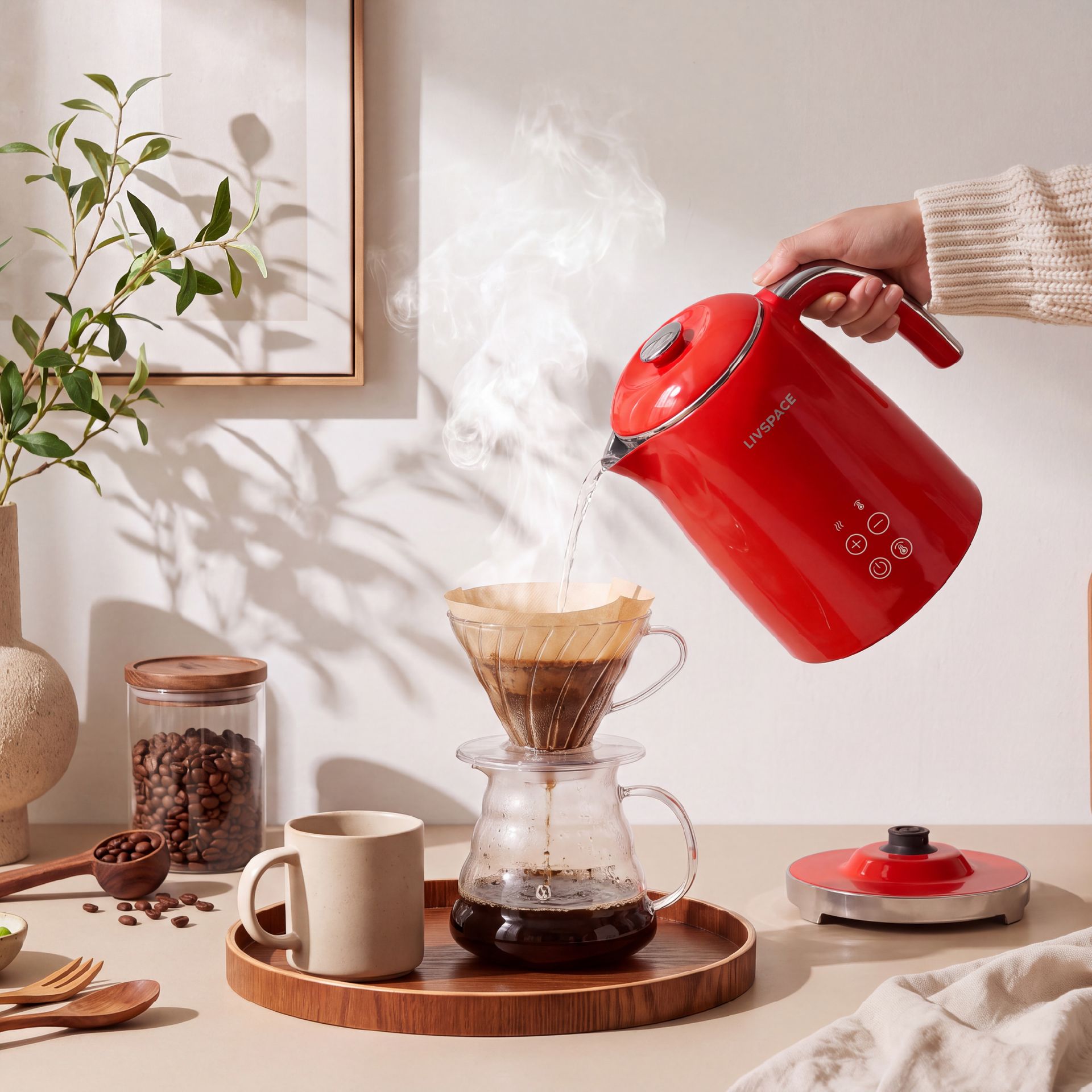 Livspace Digital Kettle 1 L - Red