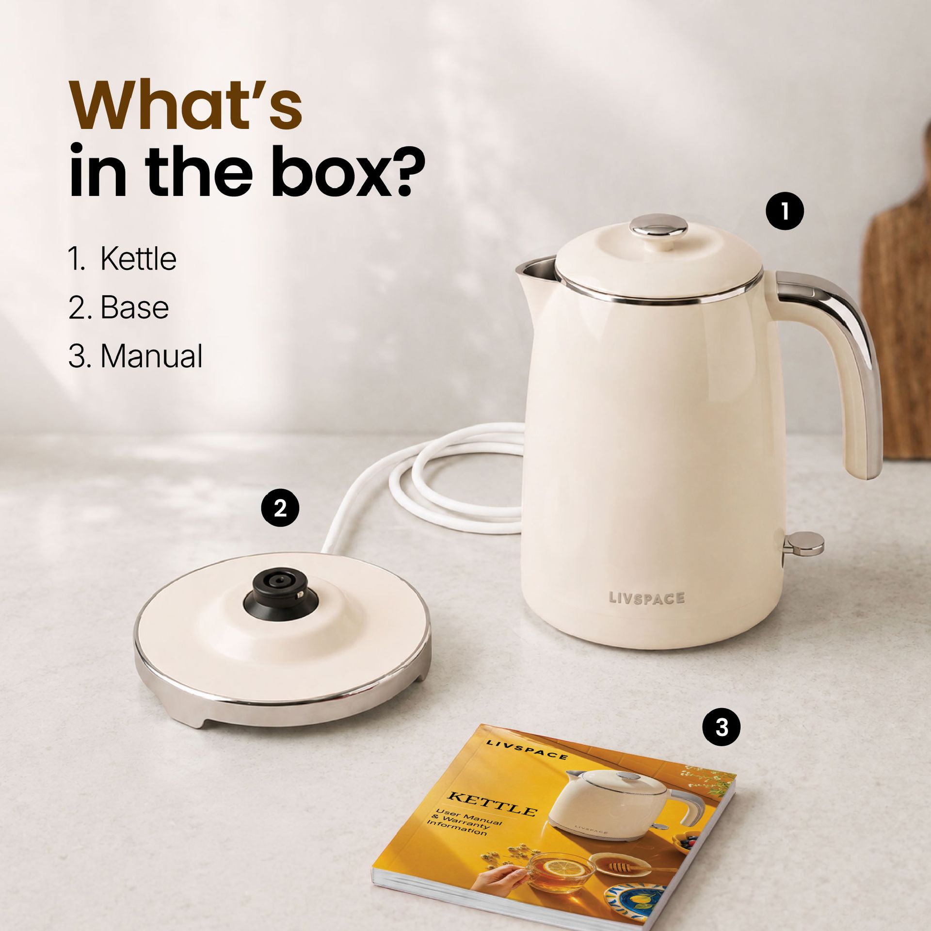 Livspace Kettle 1 L - Ivory
