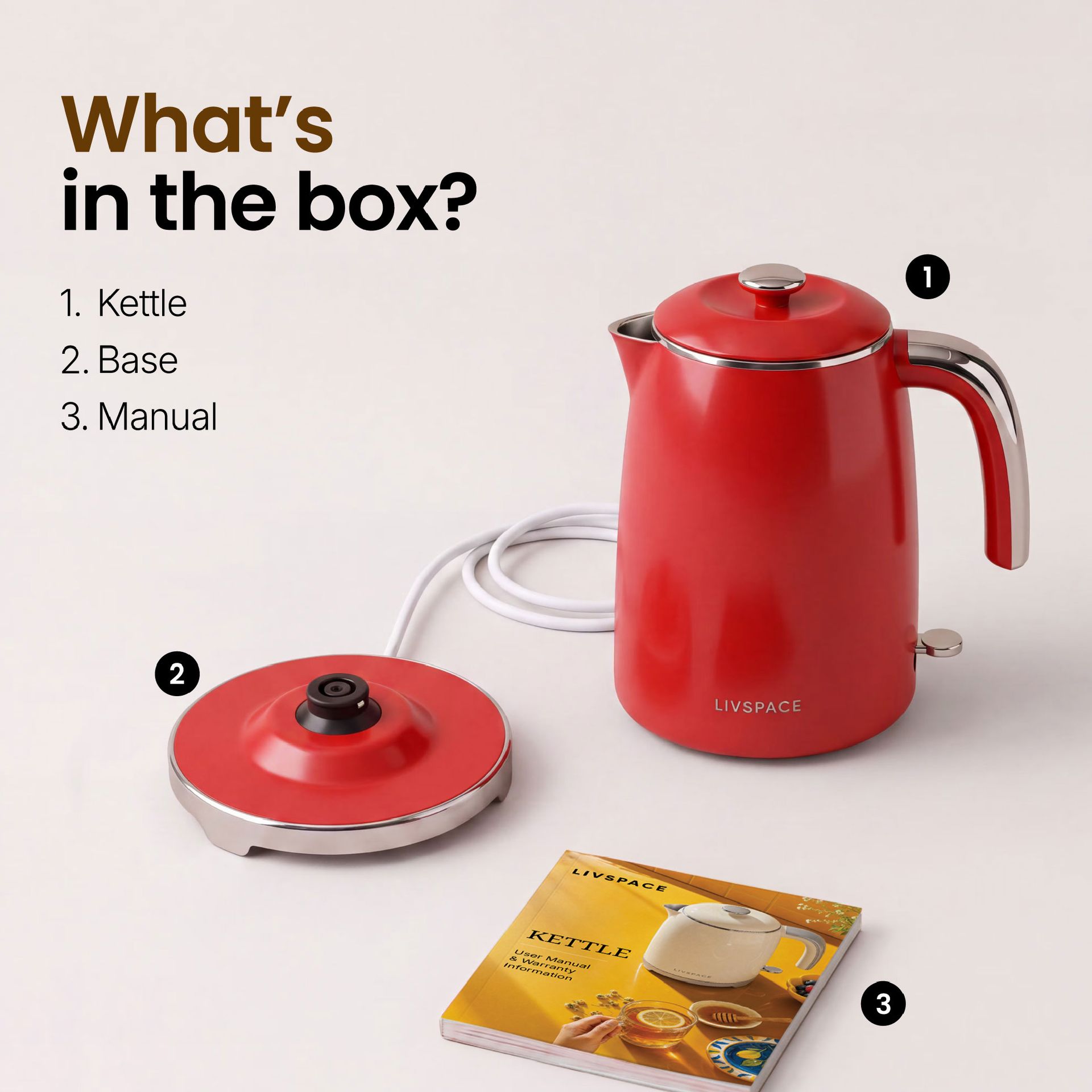 Livspace Kettle 1 L - Red