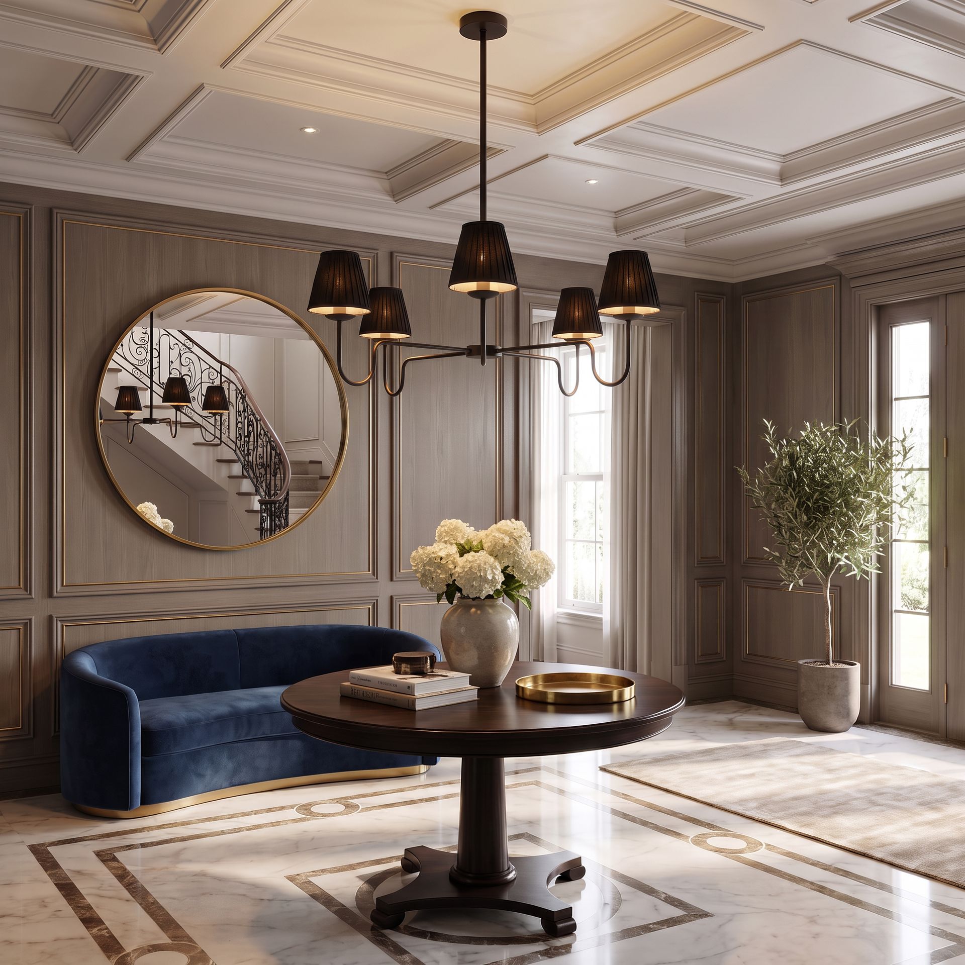 Livspace Lombard Black 4 Head Chandelier | Matt Black