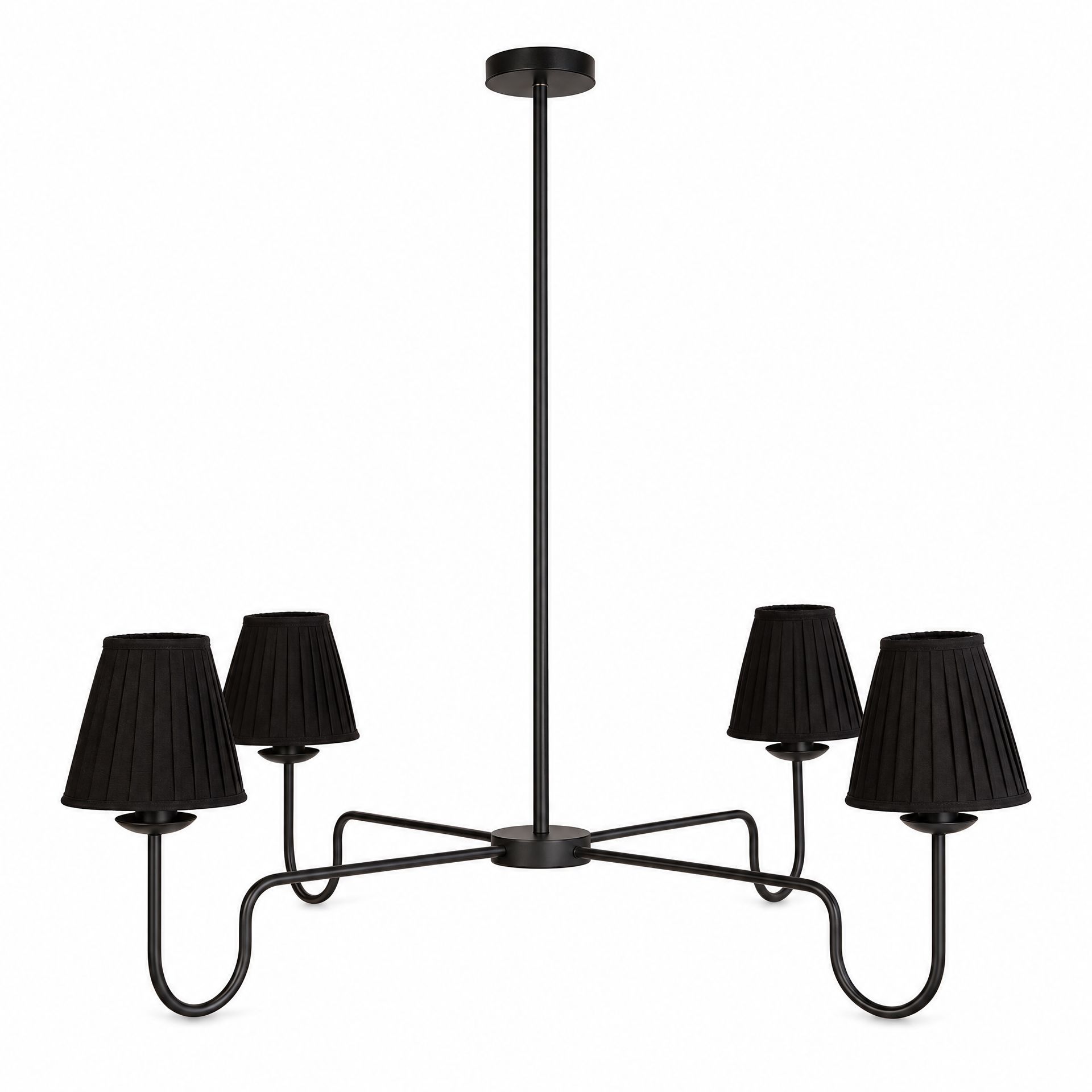 Livspace Lombard Black 4 Head Chandelier | Matt Black