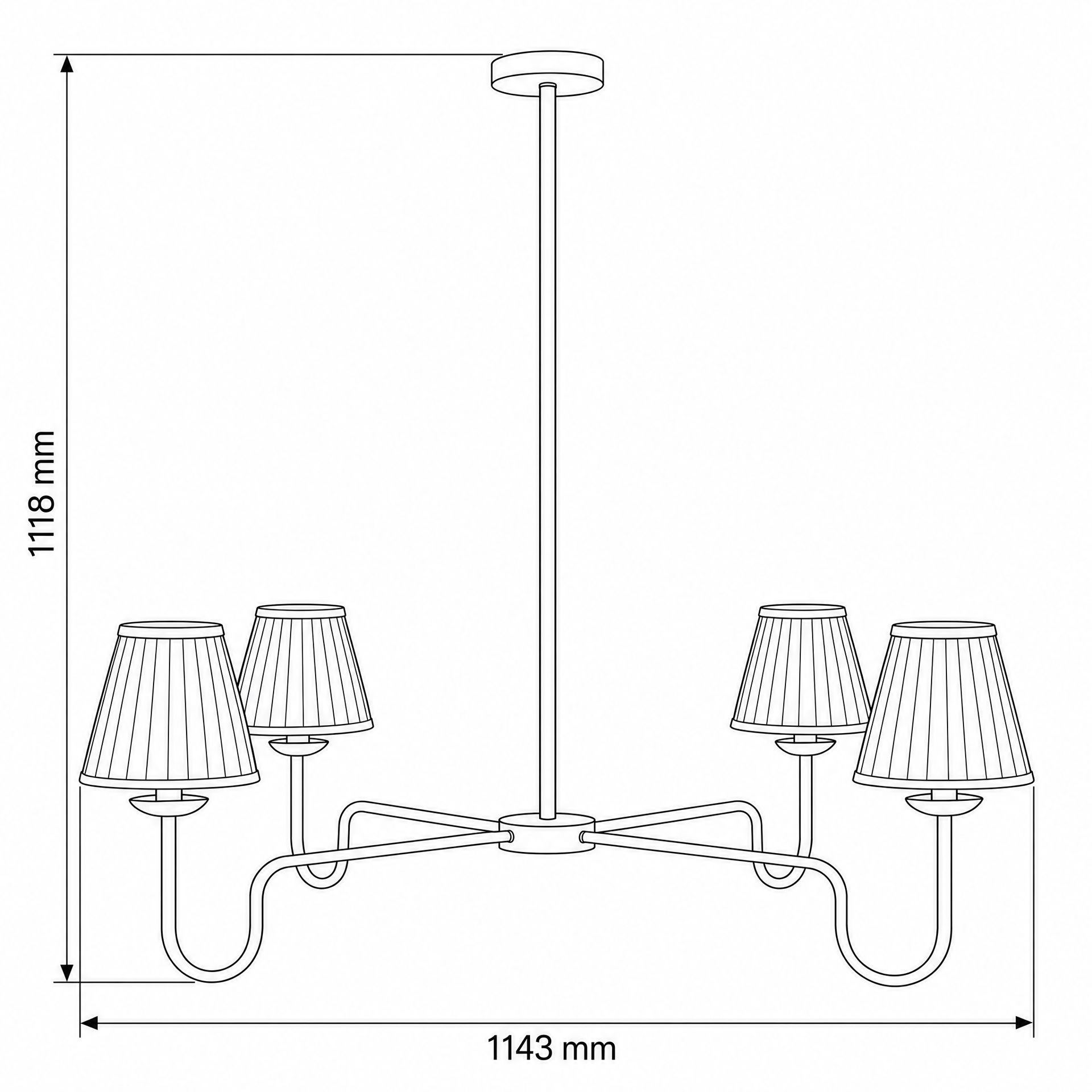 Livspace Lombard Black 4 Head Chandelier | Matt Black