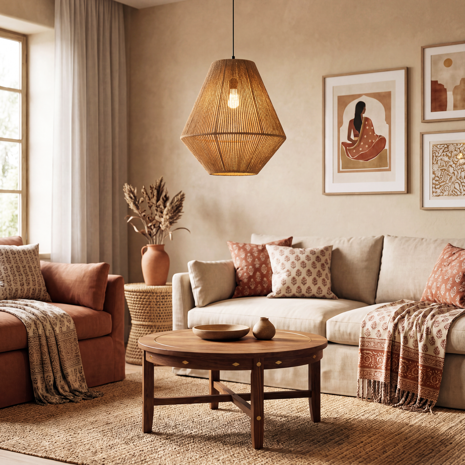 Livspace Loom Pendant | Natural Beige