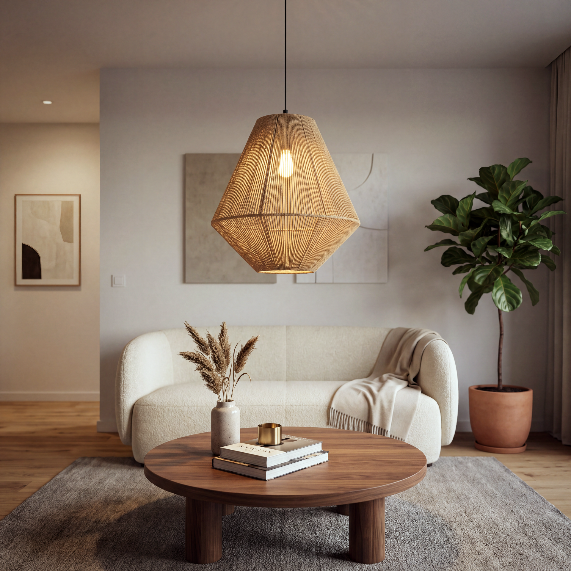 Livspace Loom Pendant | Natural Beige